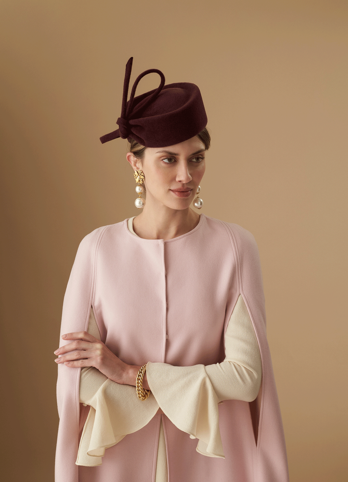 WOMEN'S BURGUNDY VELOUR FELT COUTURE PILLBOX HAT WITH BOW DETAIL - Lock & Co. Hatters London UK