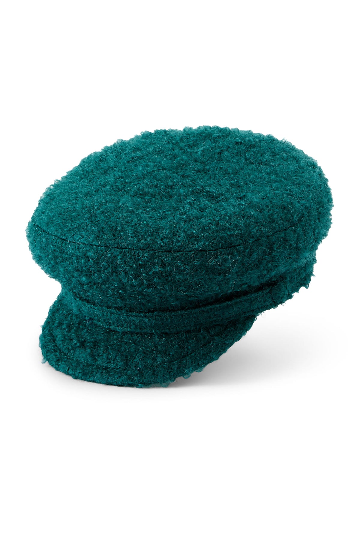 WOMEN'S GREEN MOHAIR WOOL BOUCLE CAP