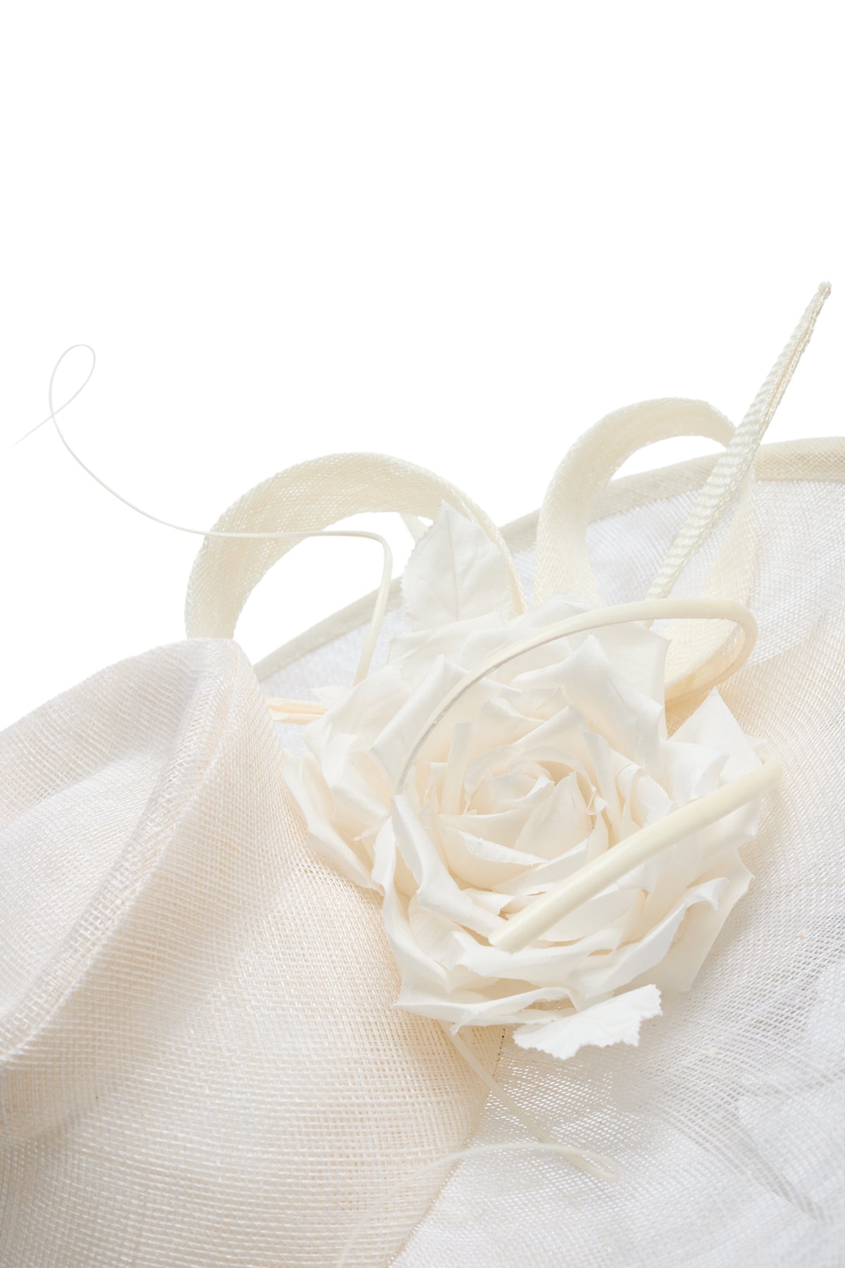 Silk dupion roses and artful sinamay bows on ivory sinamay fedora hat - Lock & Co. Hatters London UK