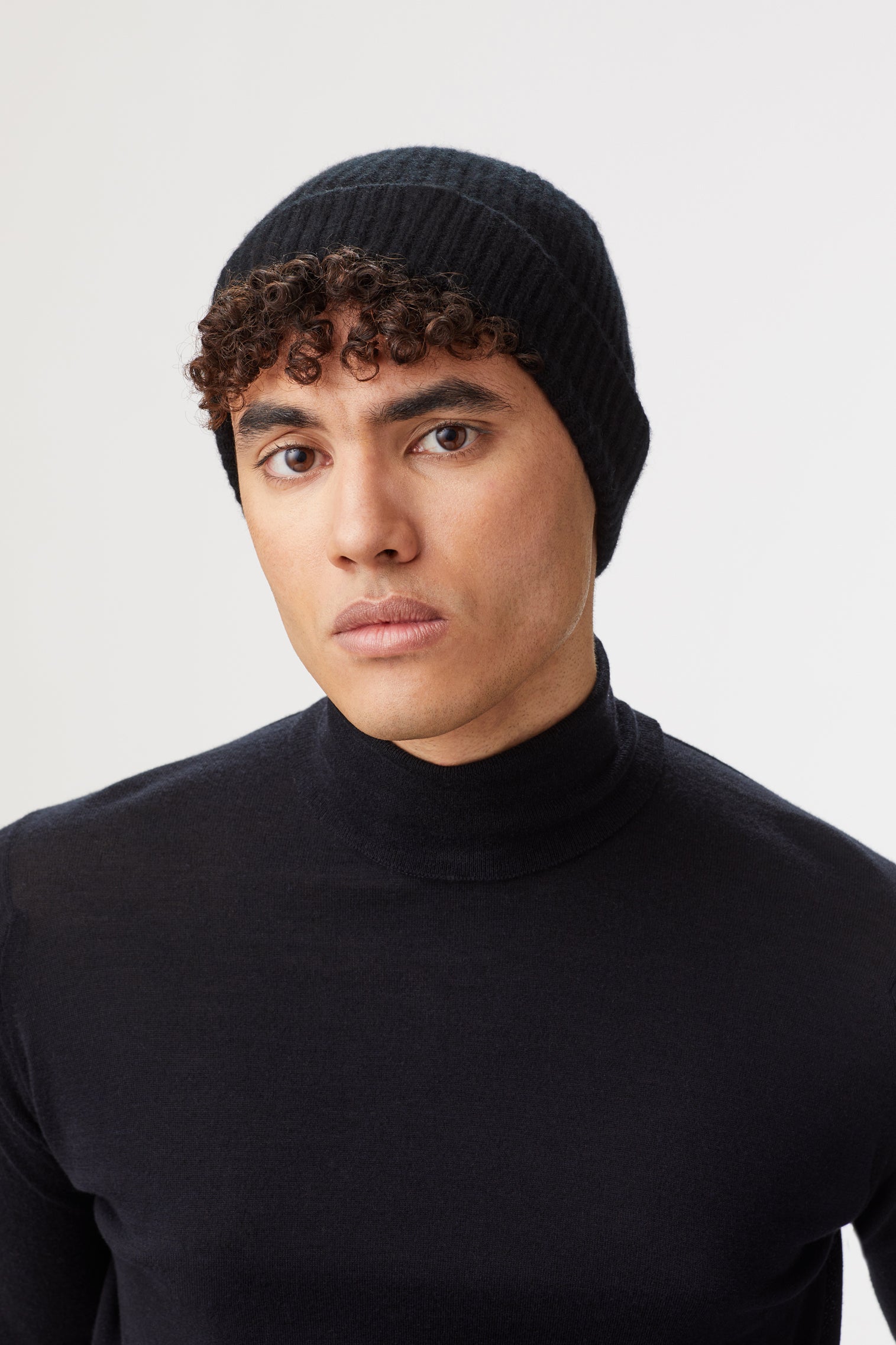Black Cashmere Ski Beanie - Hats for Slimmer Frames - Lock & Co. Hatters London UK