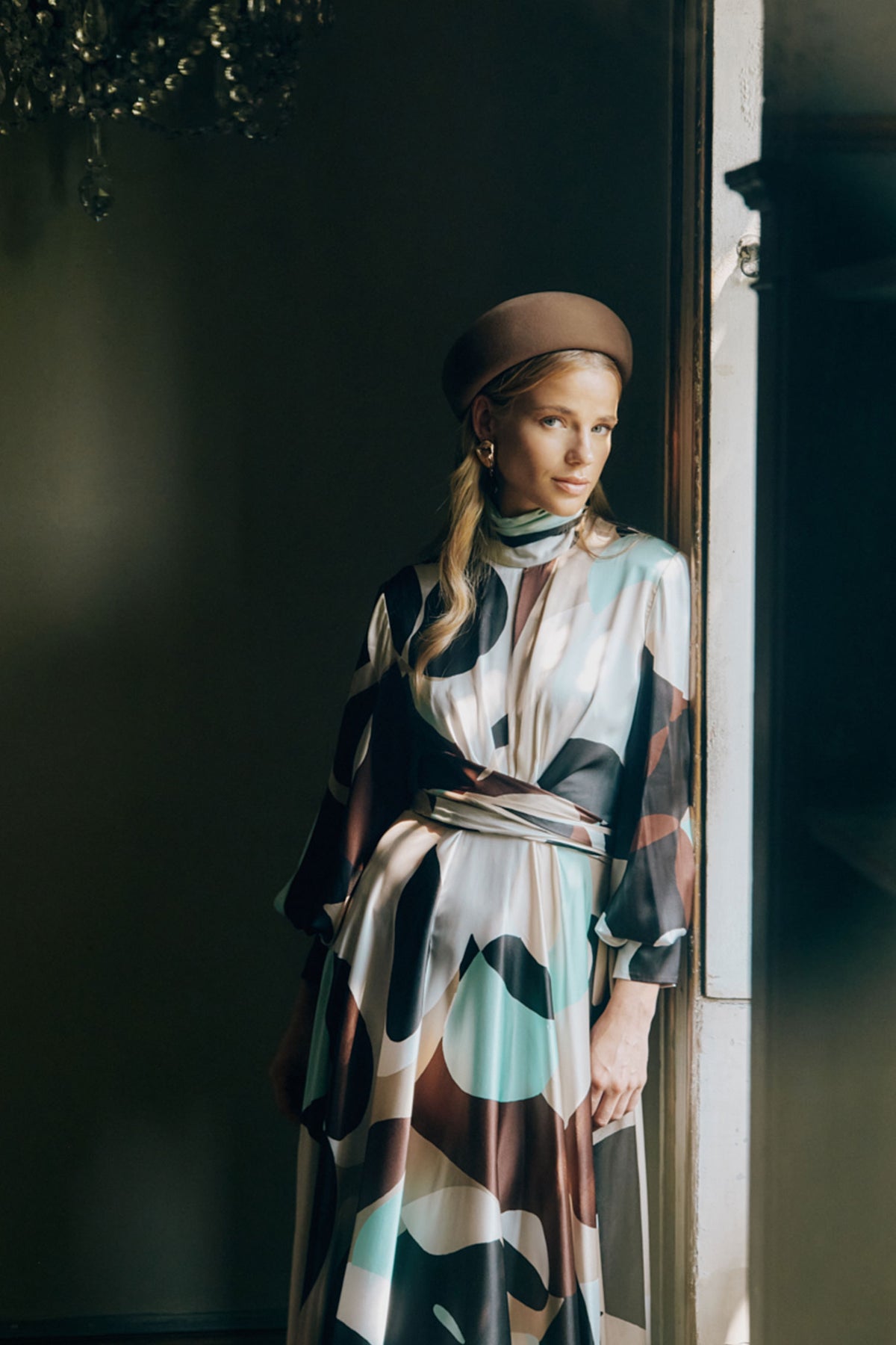 WOMEN'S LIGHT BROWN BLOCKED WOOL FELT BERET