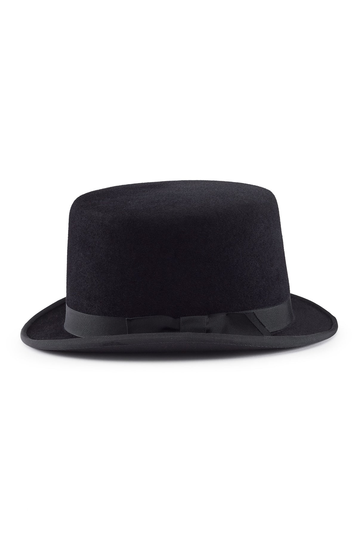 RABBIT FUR FELT BLACK BOWLER HAT WITH A BLACK GROSGRAIN BAND