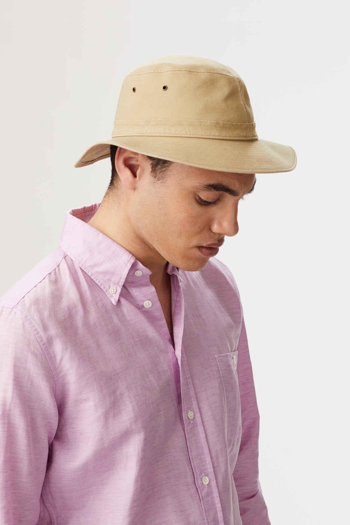 BEIGE ROLLABLE COTTON BUCKET SUN HAT