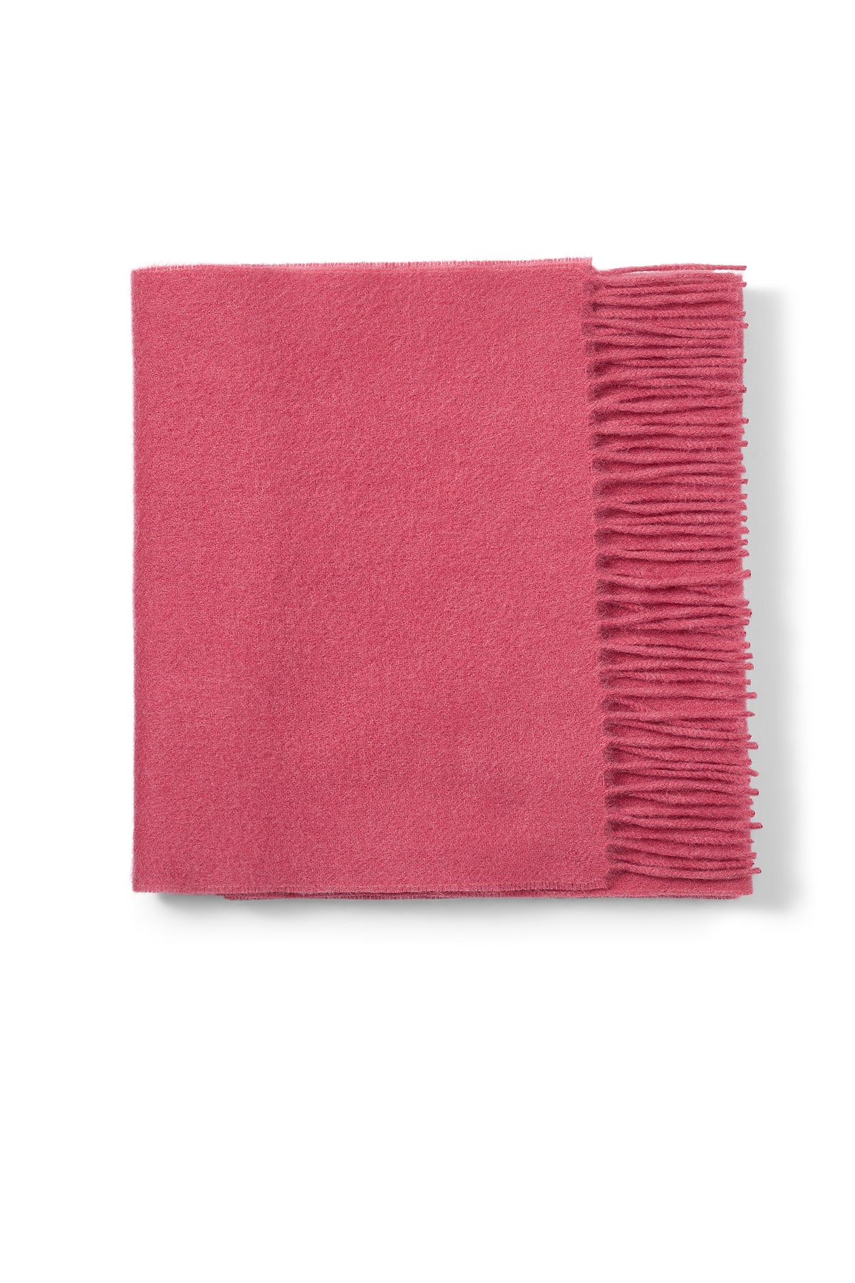UNISEX PLAIN PINK CASHMERE SCARF WITH A FRINGED EDGING