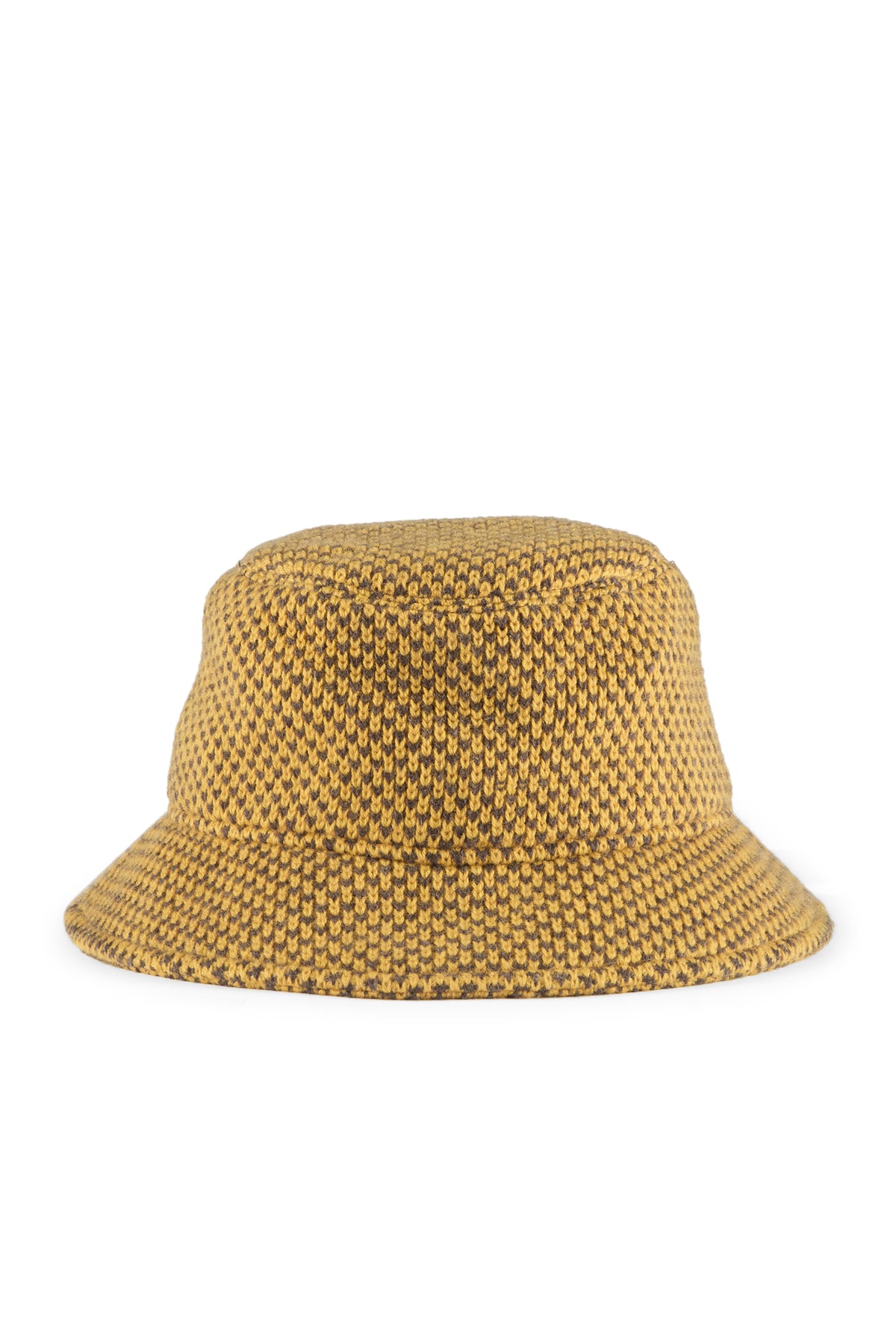 Cashmere yellow & brown knitted bucket hat