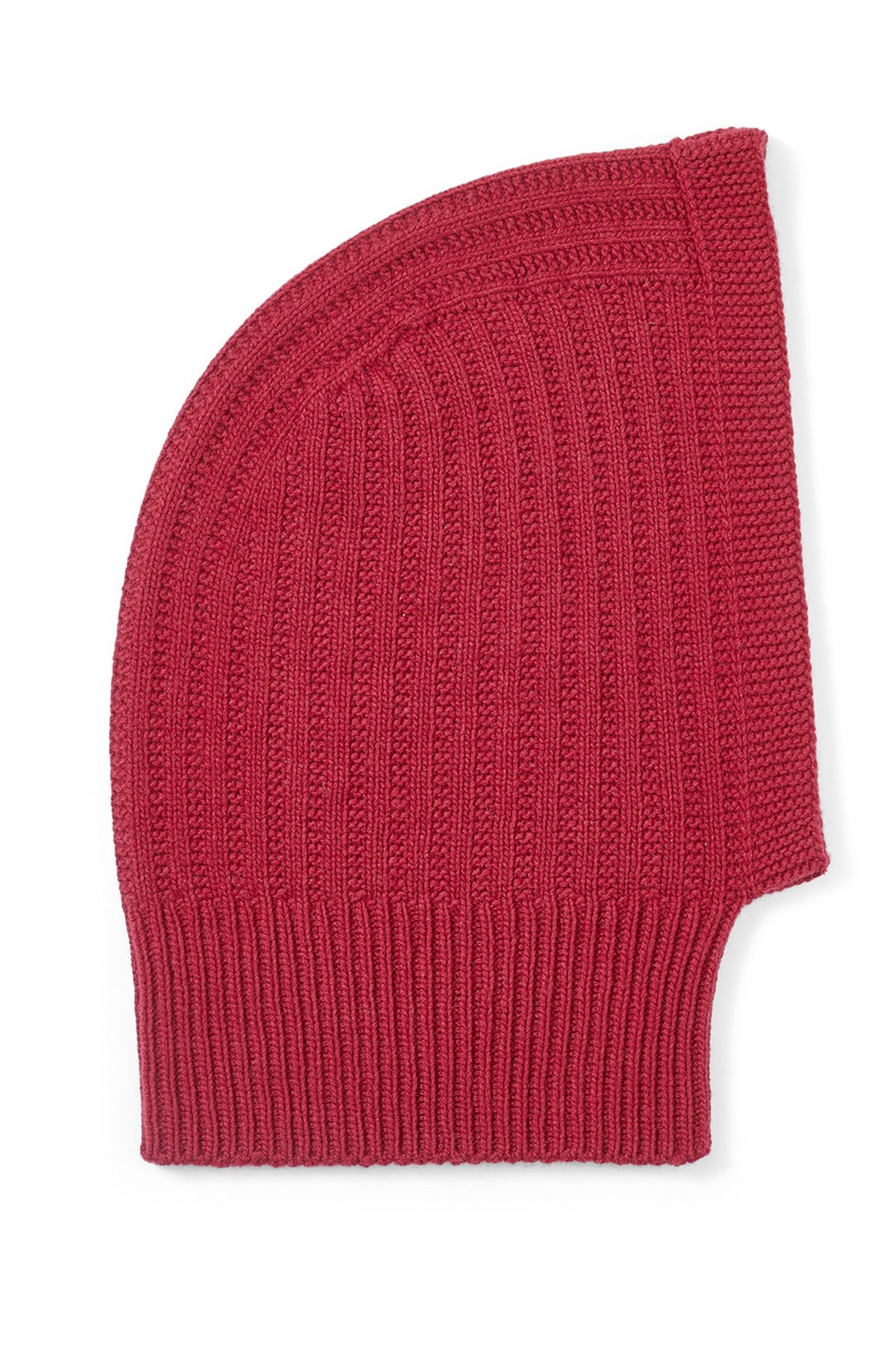 RED RIBBED CASHMERE HOOD