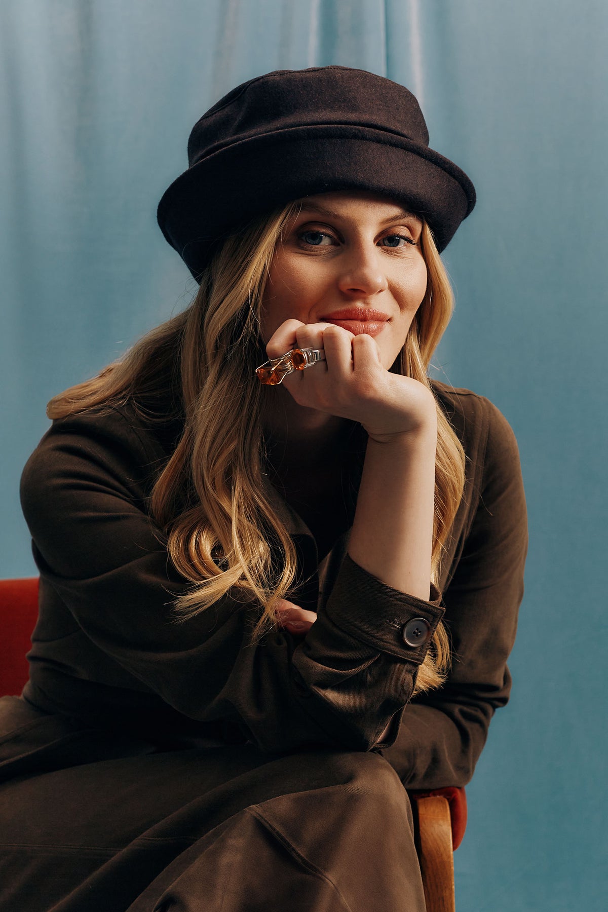 Cordelia Brown Ruched Rain Hat