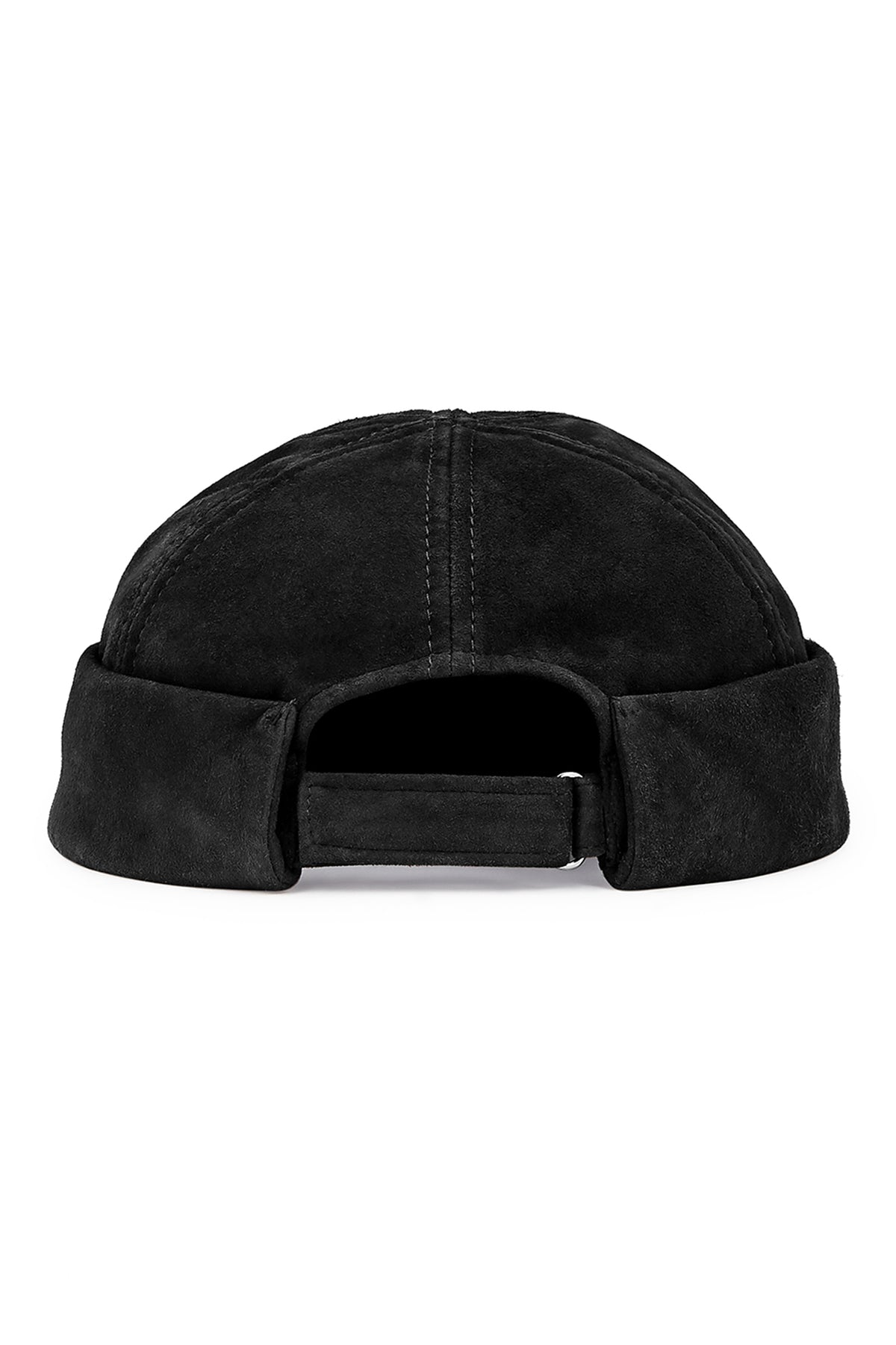 BLACK GOATSKIN LEATHER WATCH CAP WITH ADJUSTABLE STRAPPING - Lock & Co. Hatters London UK