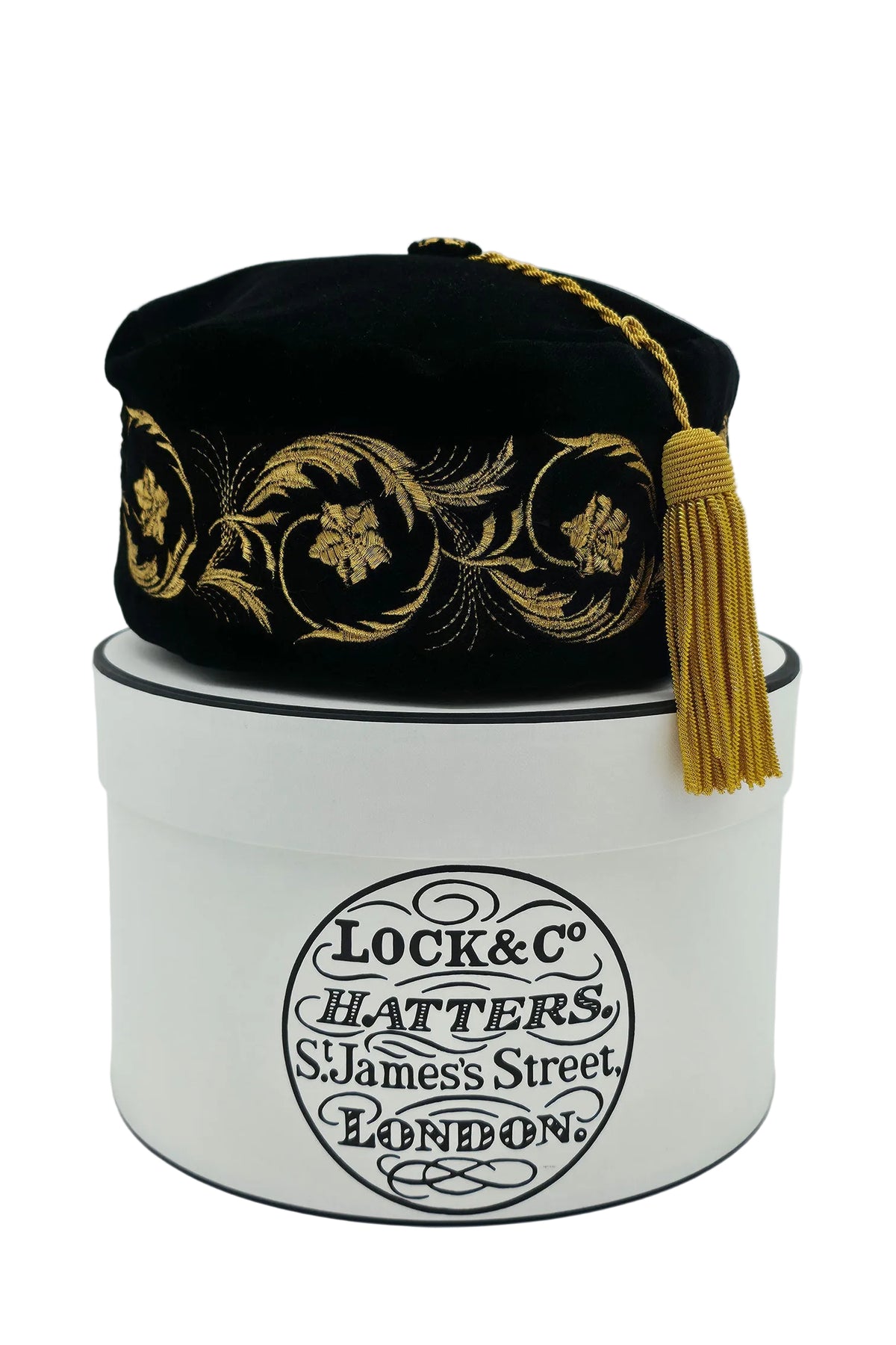 Black Embroidered Smoking Cap