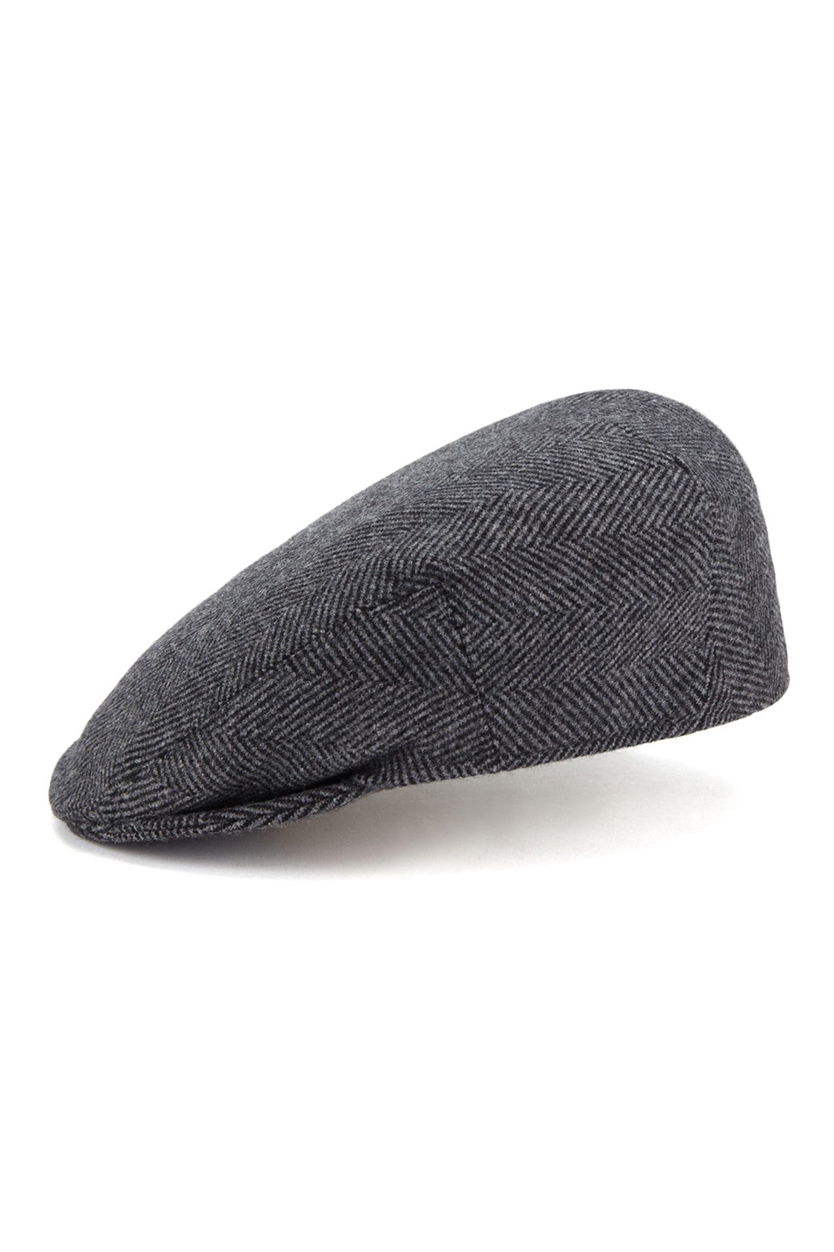 GREY WOOL TWEED FLAT CAP