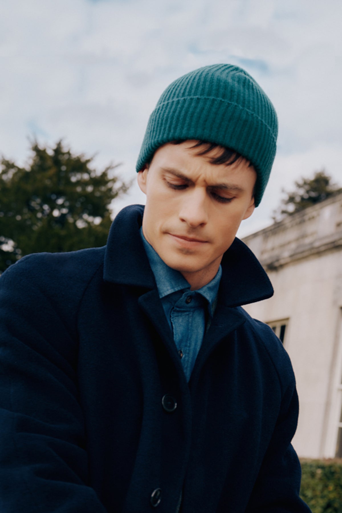 GREEN CASHMERE SKI BEANIE