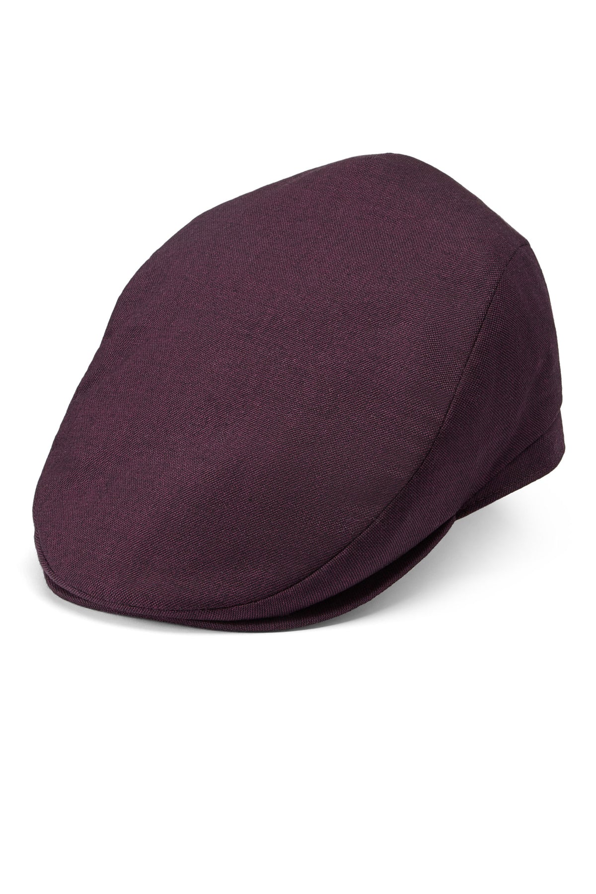 MEN'S AUBERGINE COTTON FLAT CAP