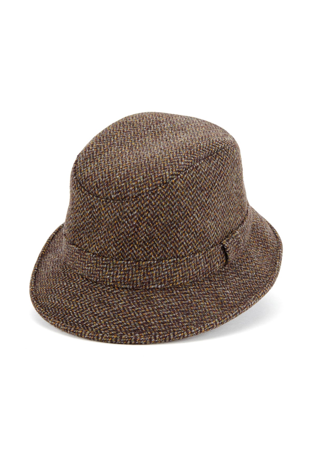 BROWN TWEED ROLLABLE BUCKET HAT