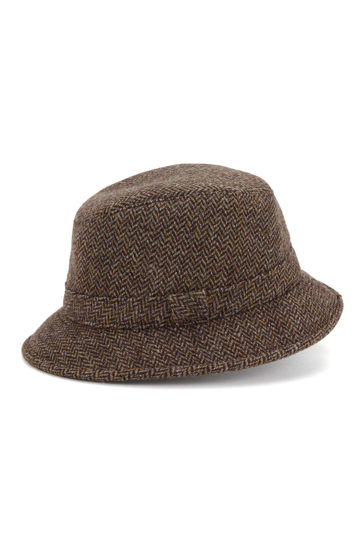 BROWN TWEED ROLLABLE BUCKET HAT