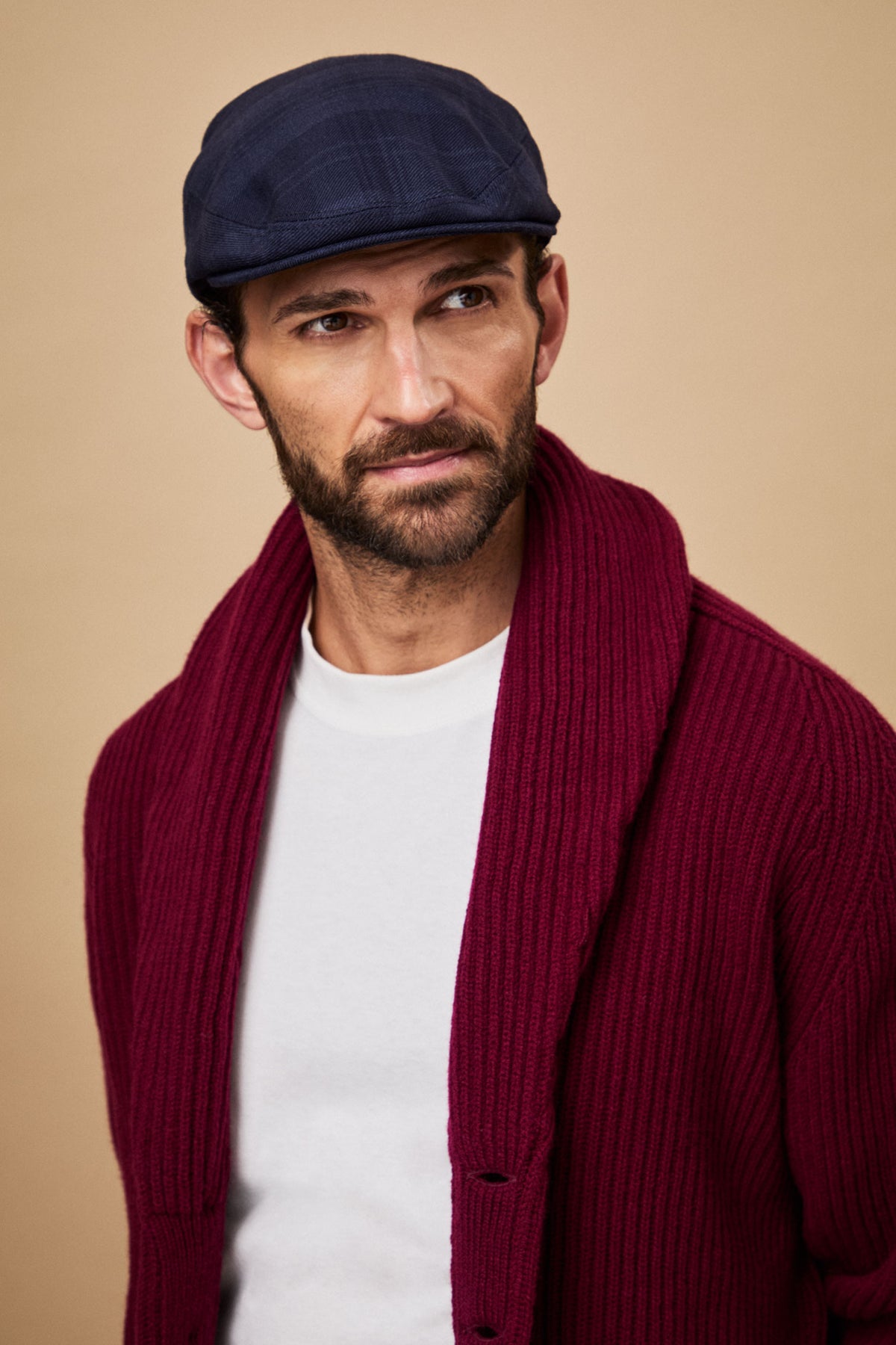 Gill Navy Check Flat Cap