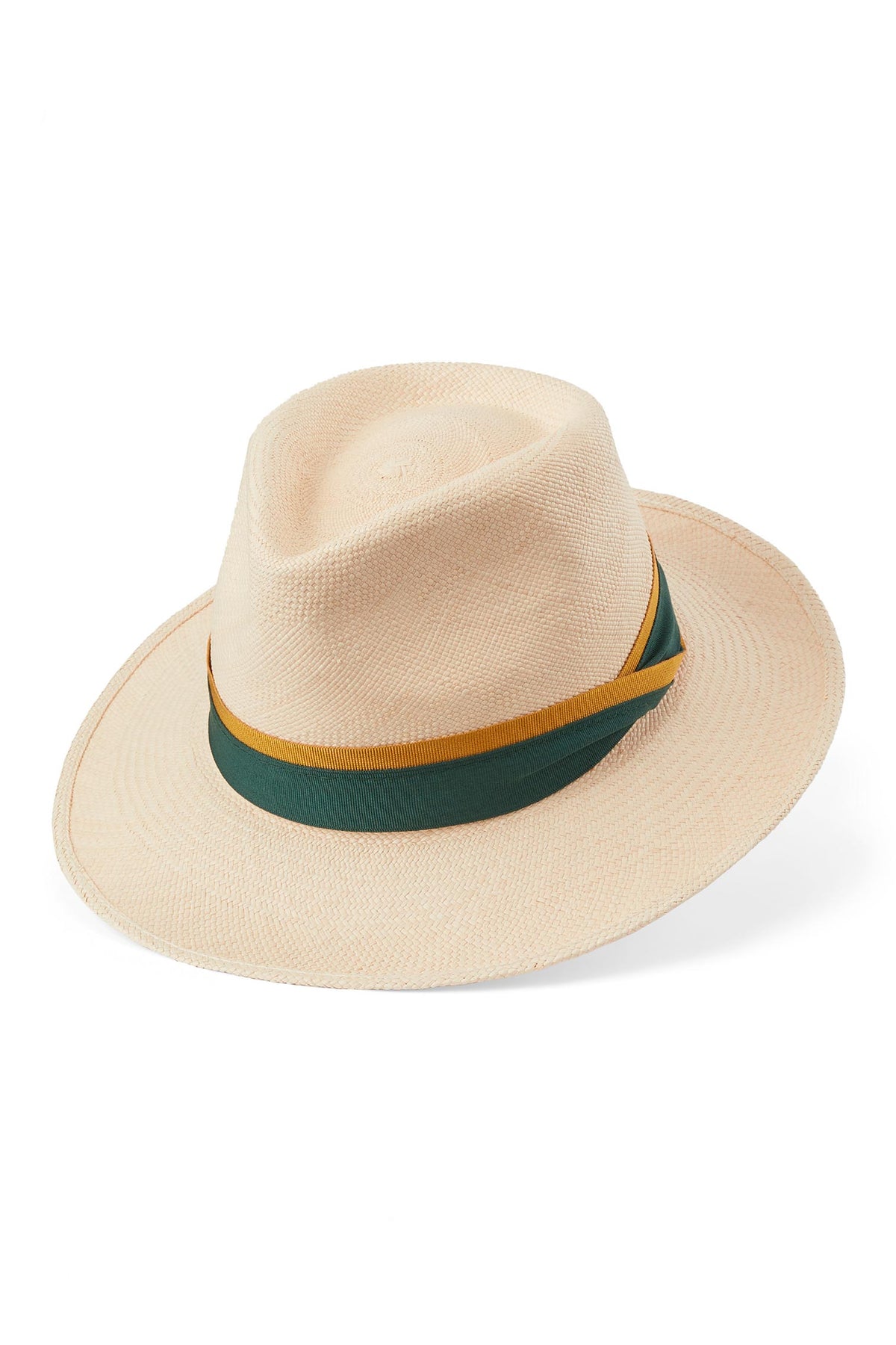 HIGHGROVE PANAMA HAT WITH GREEN & GOLD BAND AND BOW - Lock & Co. Hatters London UK