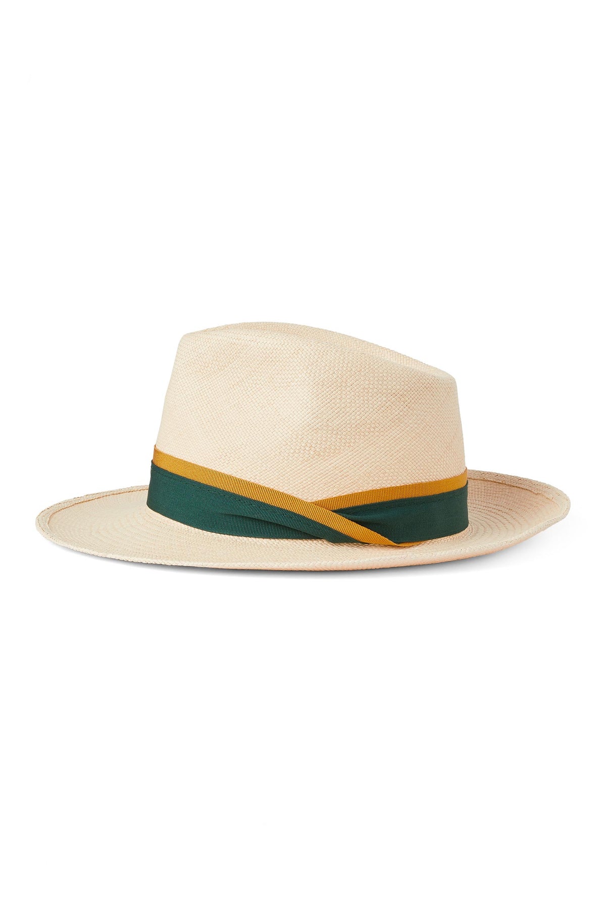 HIGHGROVE PANAMA HAT WITH GREEN & GOLD BAND AND BOW - Lock & Co. Hatters London UK