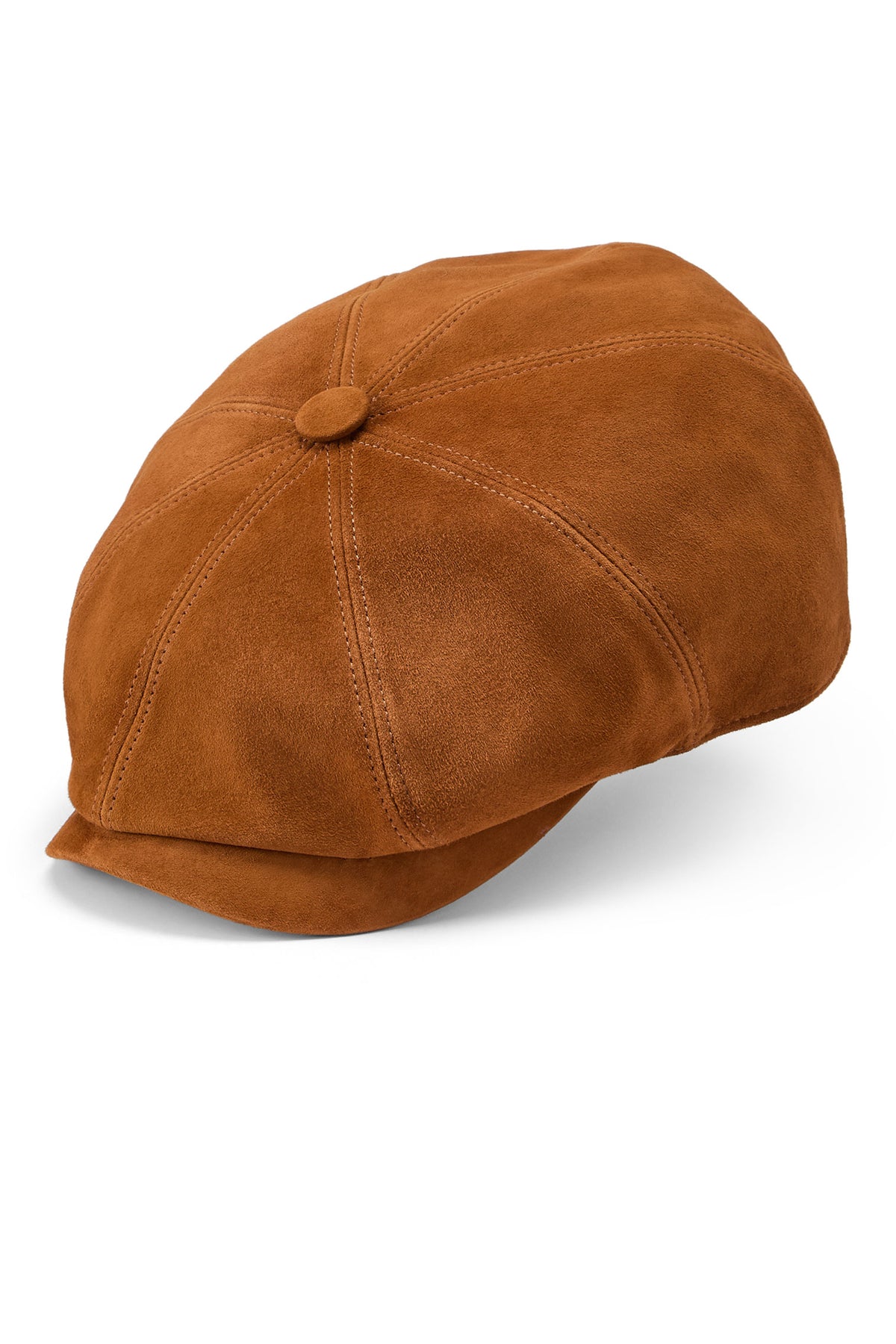 Tan suede bakerboy cap