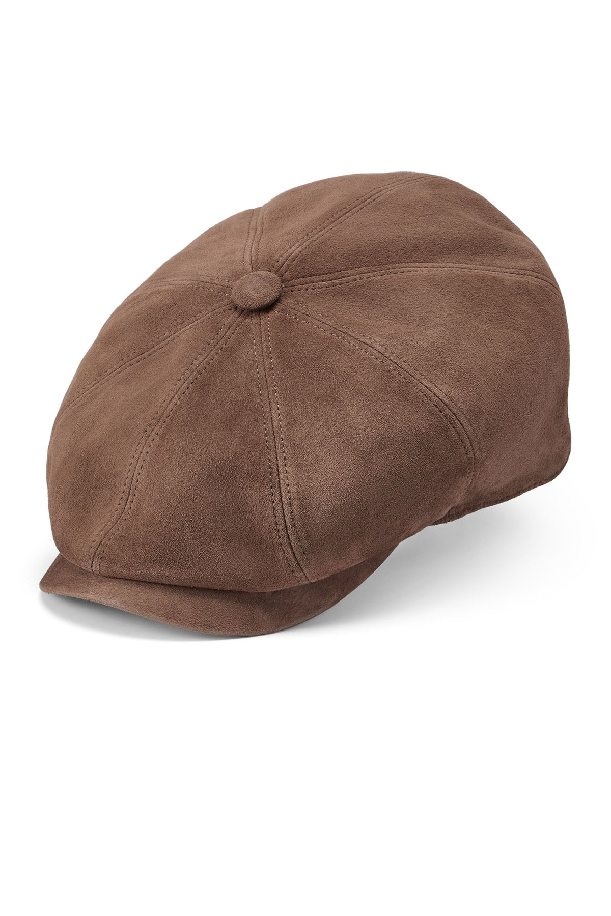 Taupe suede bakerboy cap