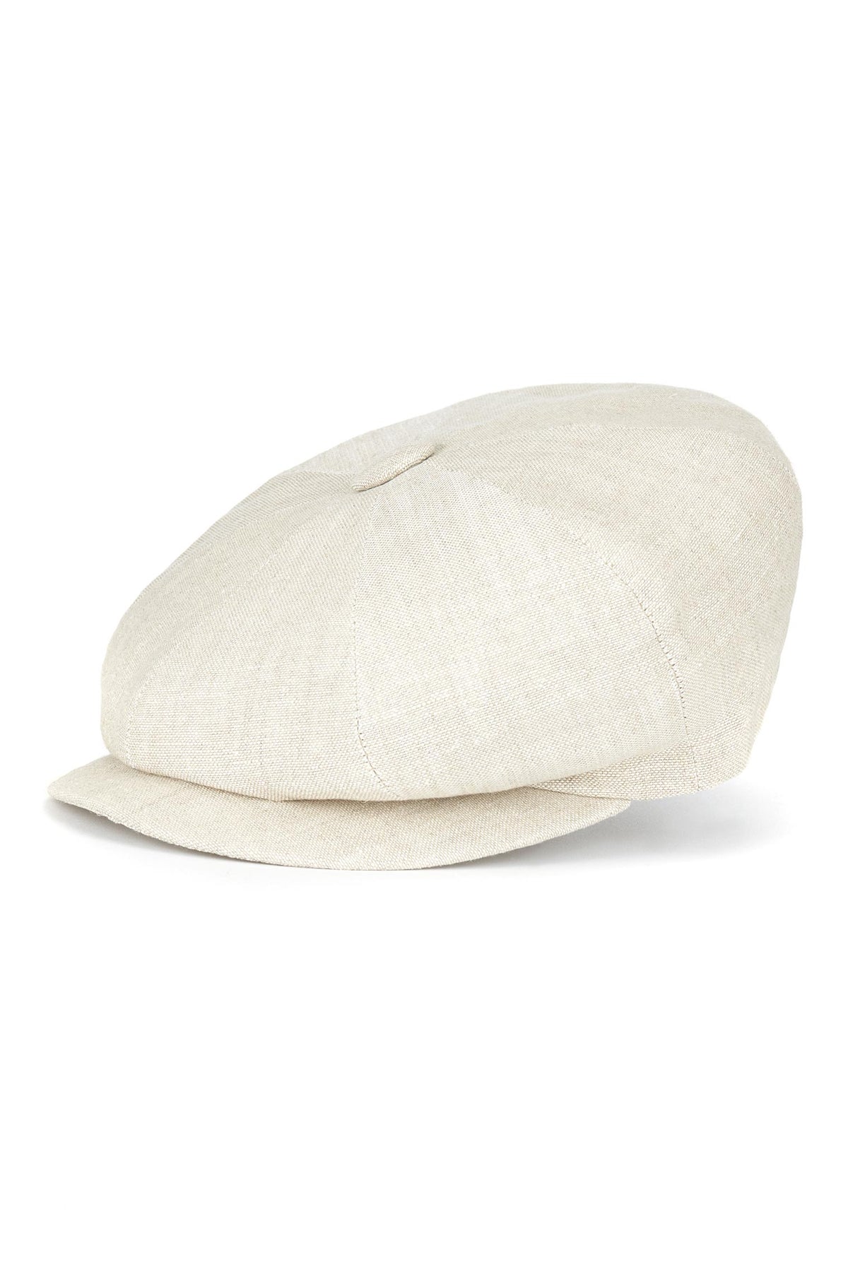 LIGHT BEIGE LINEN 8 PANEL BAKERBOY CAP