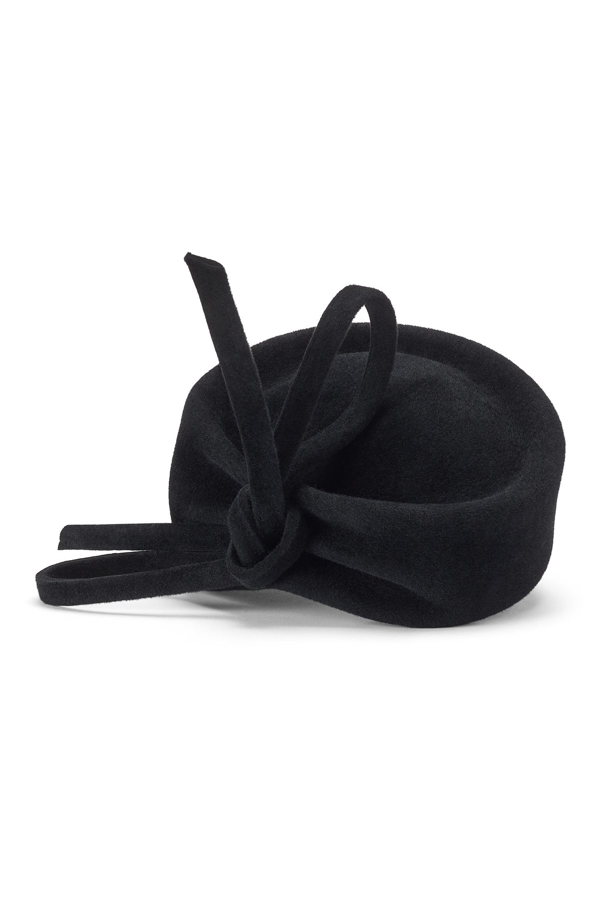 WOMEN'S BLACK VELOUR FELT COUTURE PILLBOX HAT WITH BOW DETAIL - Lock & Co. Hatters London UK