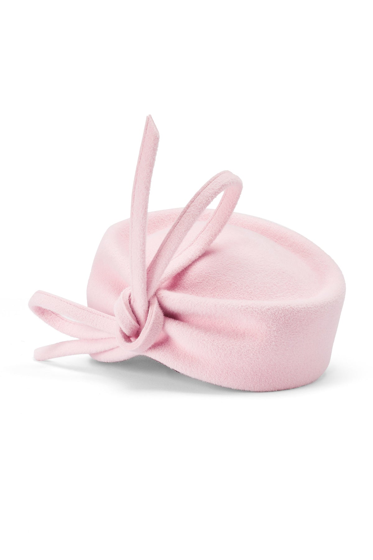 WOMEN'S PINK VELOUR FELT COUTURE PILLBOX HAT WITH BOW DETAIL