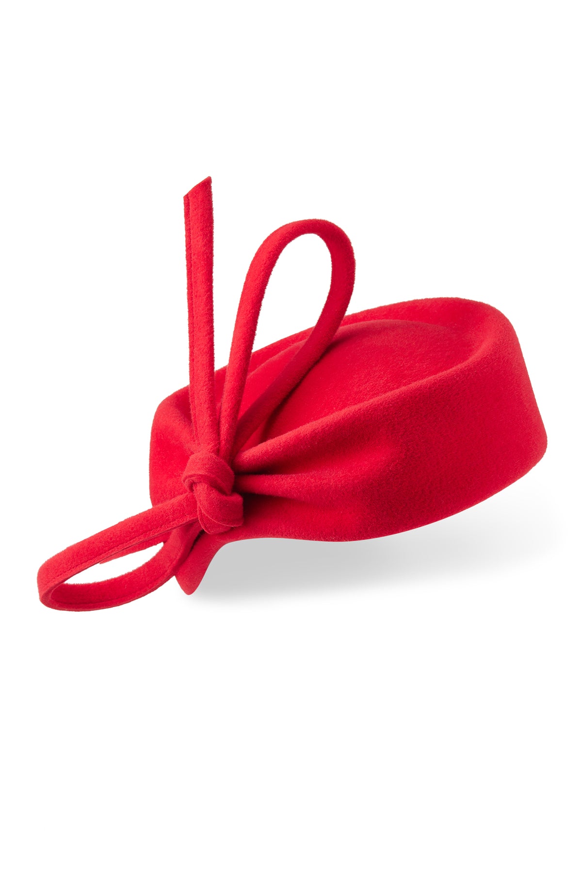 RED VELOUR FELT COUTURE PILLBOX HAT WITH BOW DETAIL - Lock & Co. Hatters London UK