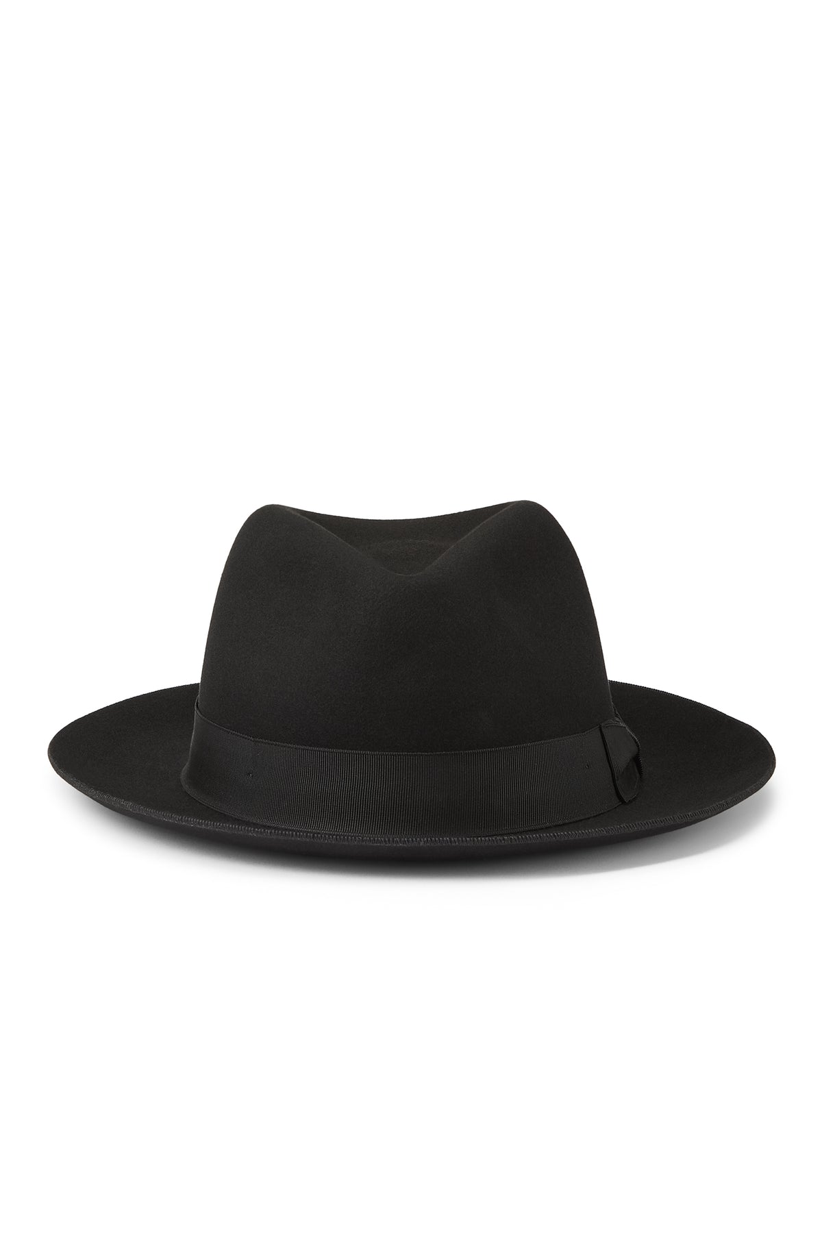 MEN'S BLACK BEAVER FUR FELT TRILBY HAT WITH A BLACK GROSGRAIN BAND AND BOW