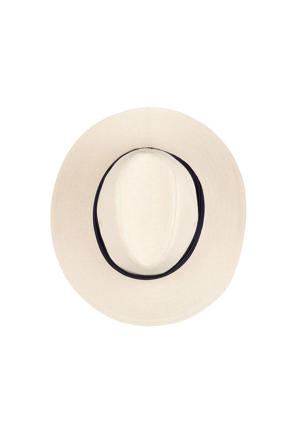 CREAM COTTON FEDORA HAT WITH A NAVY PUGGAREE BAND - Lock & Co. Hatters London UK
