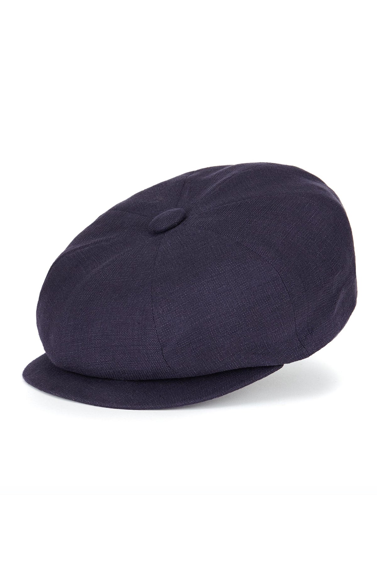 NAVY LINEN 8 PANEL BAKERBOY CAP