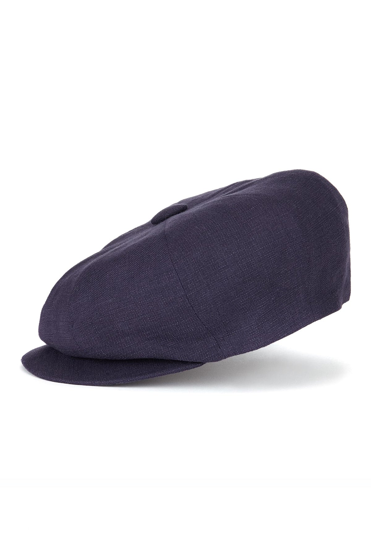 NAVY LINEN 8 PANEL BAKERBOY CAP