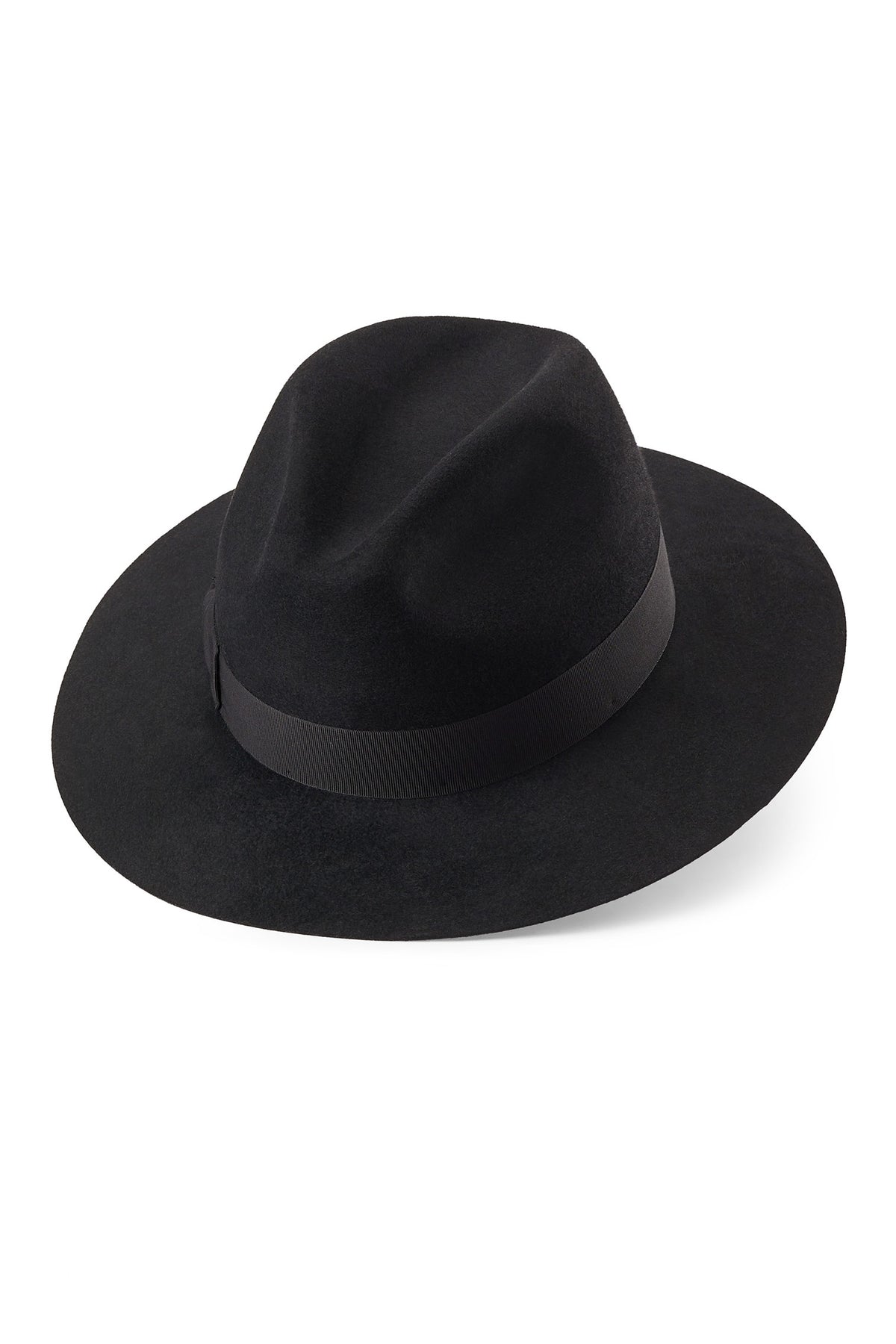 BLACK FELT TRILBY HAT WITH BLACK BAND