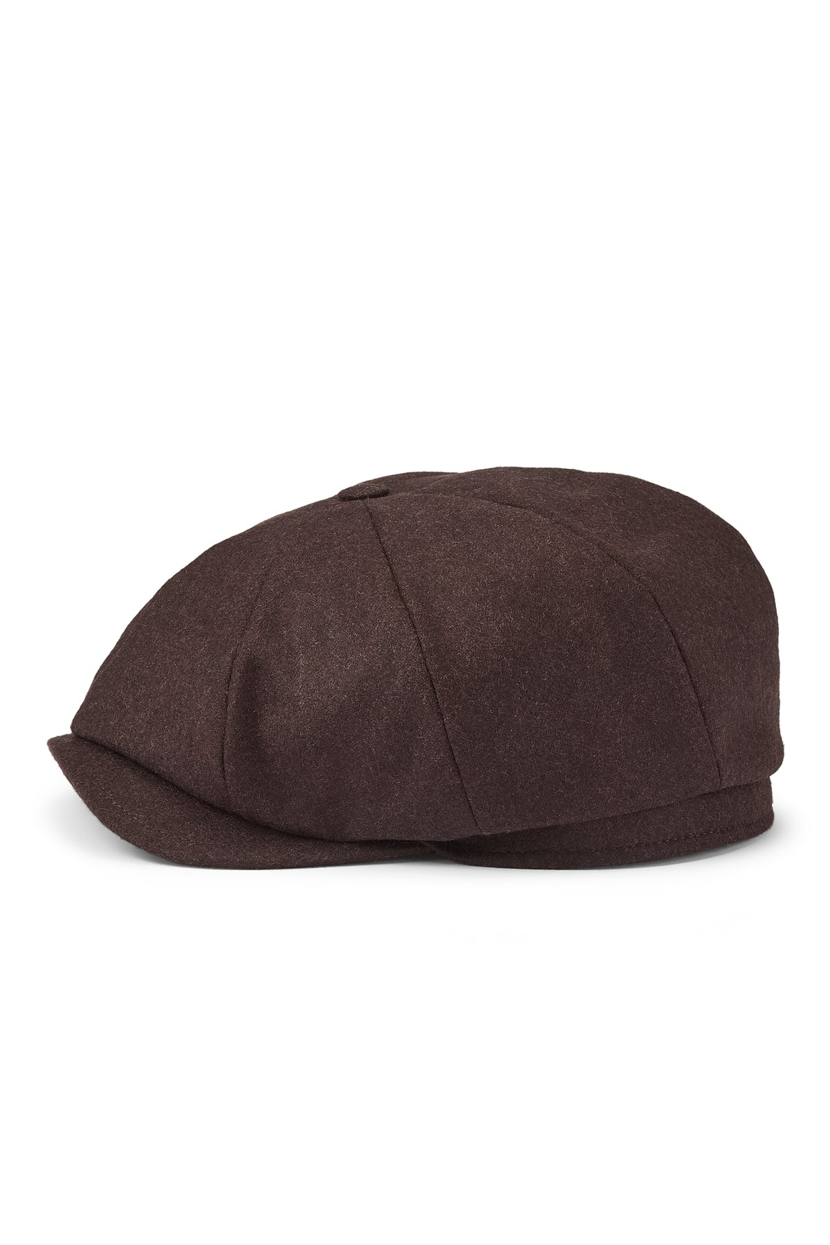 MEN'S DARK BROWN WOOL 8 PANEL BAKERBOY CAP