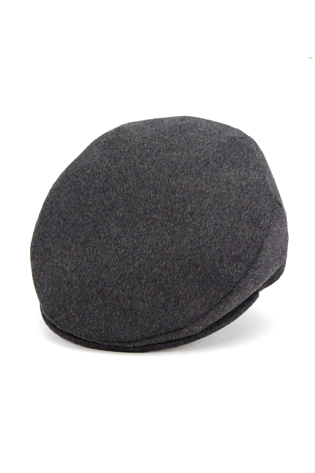 DARK GREY TWEED FLAT CAP WITH INTERNAL EAR FLAPS