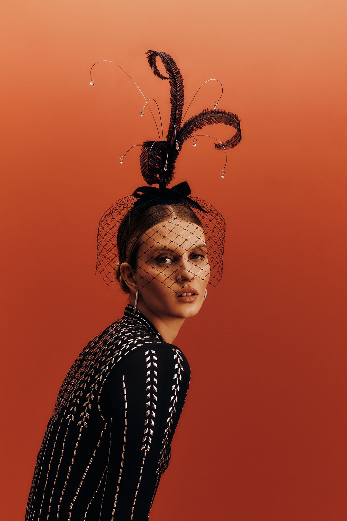 Paris Showgirl Veiled Headdress