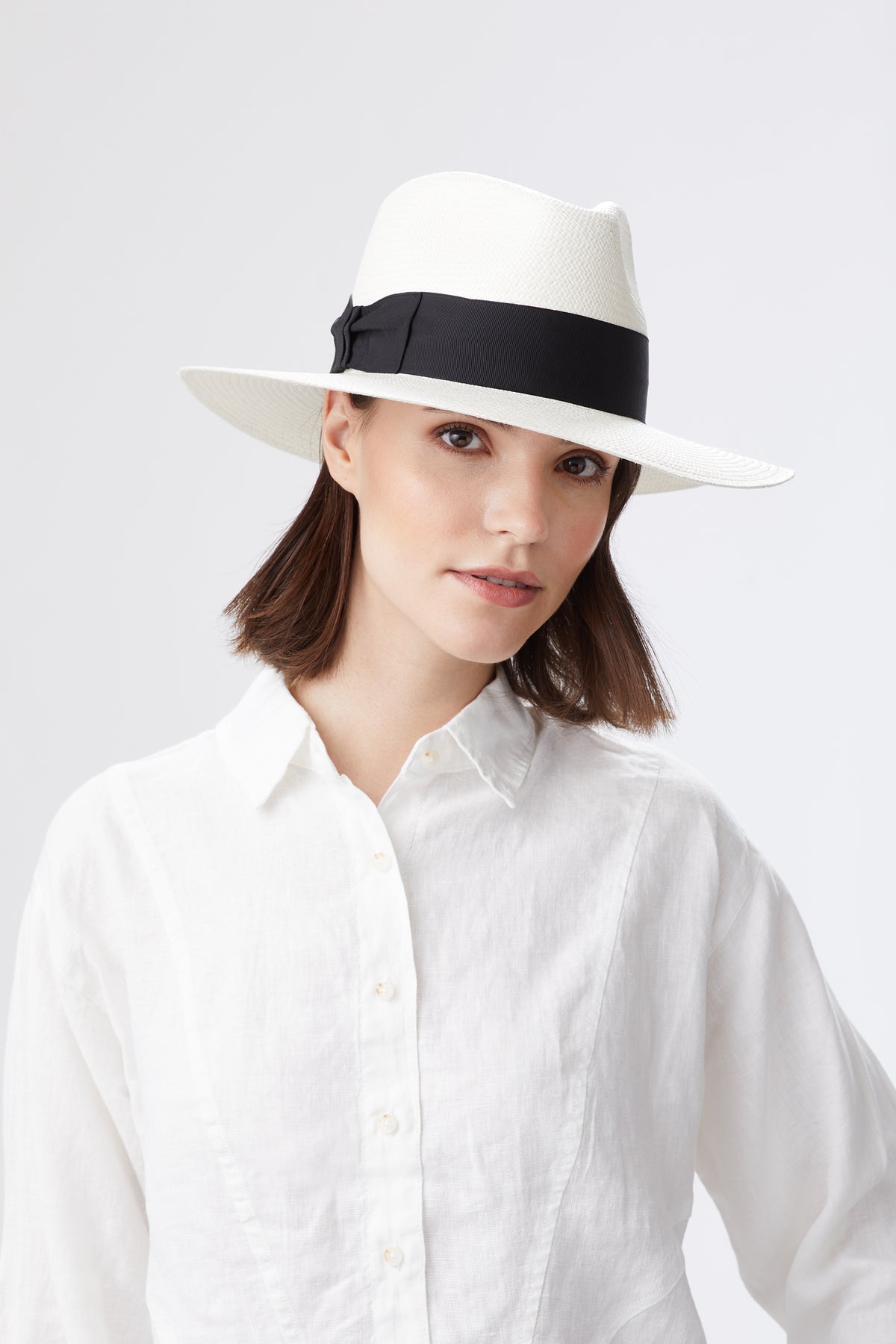PANAMA HAT WITH BLACK BAND AND BOW