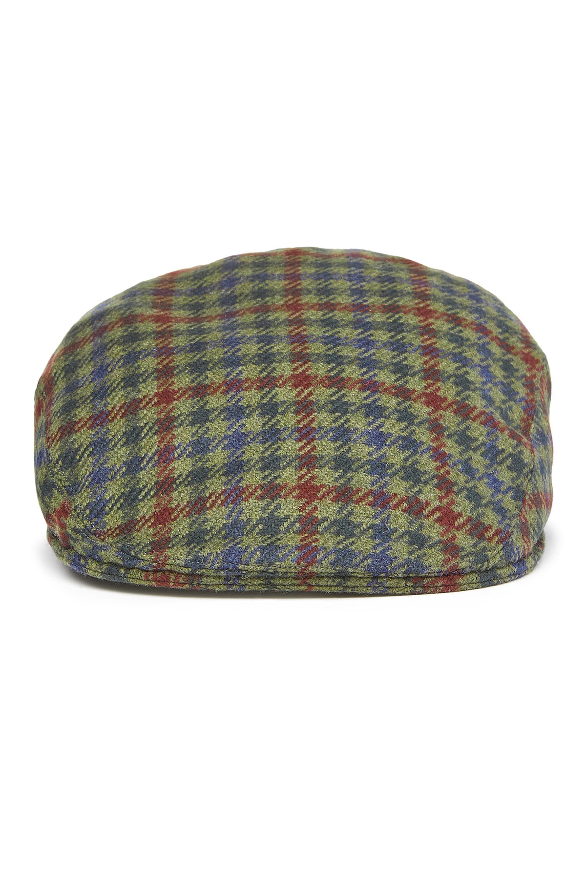 GREEN, RED AND BLUE CHECKED CASHMERE FLAT CAP