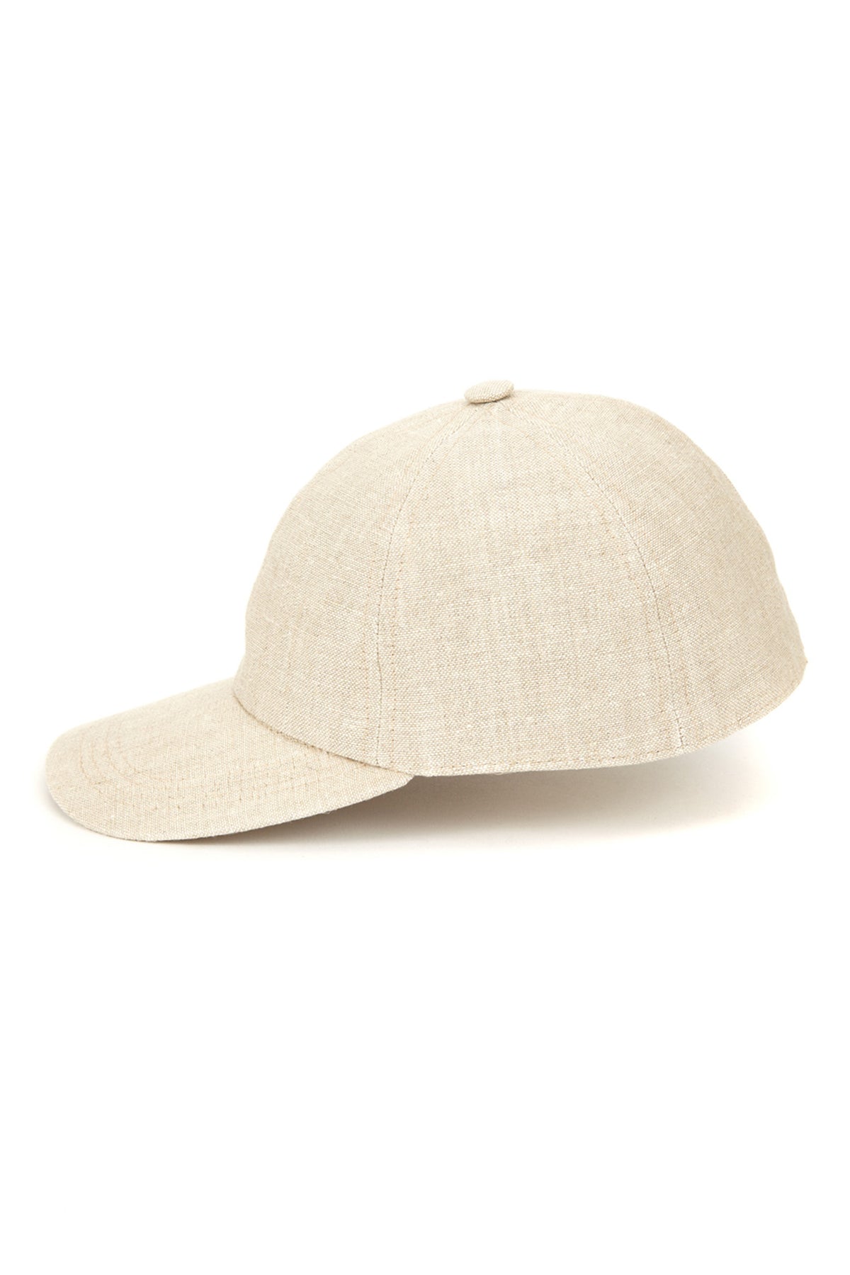 LIGHT BEIGE LINEN BASEBALL CAP