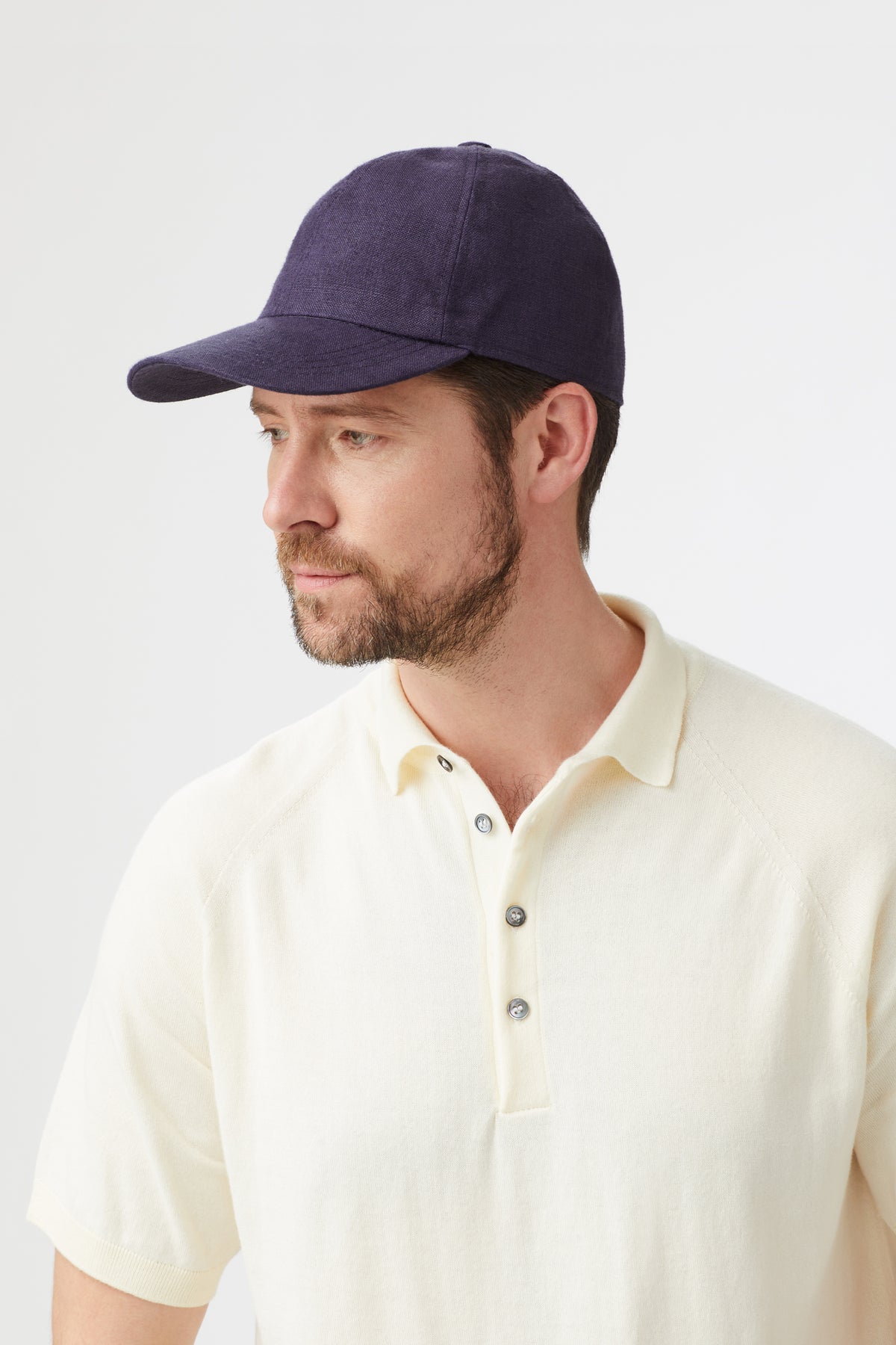NAVY LINEN BASEBALL CAP
