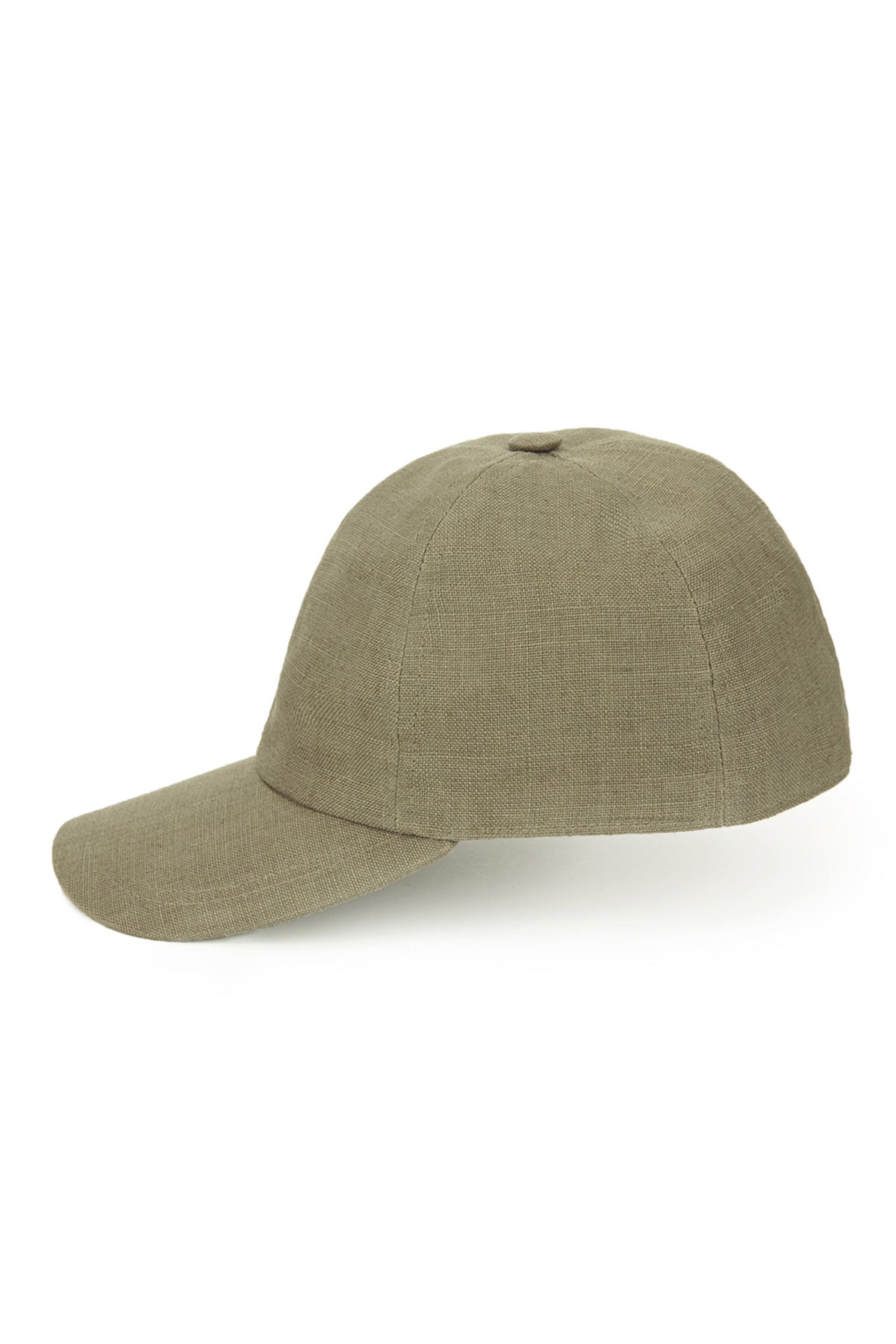 OLIVE GREEN LINEN BASEBALL CAP