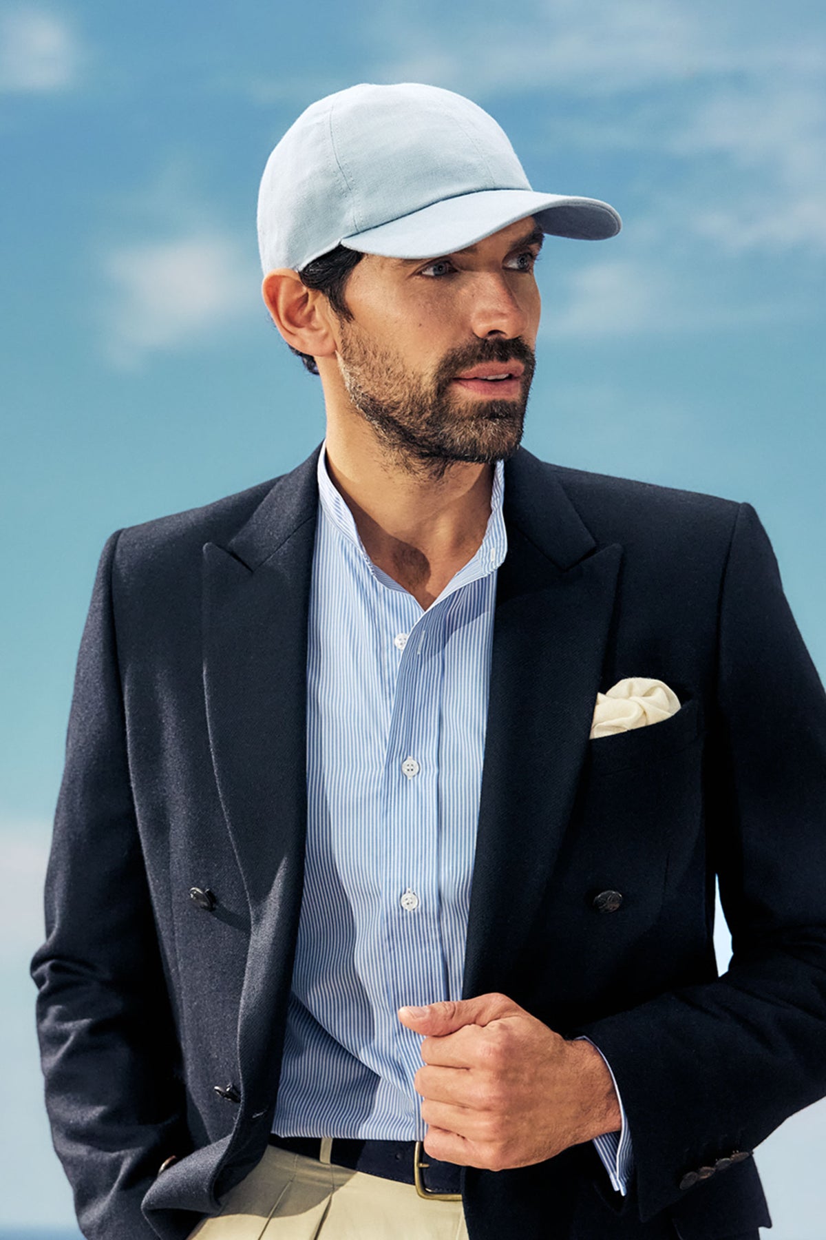 Light blue linen baseball cap