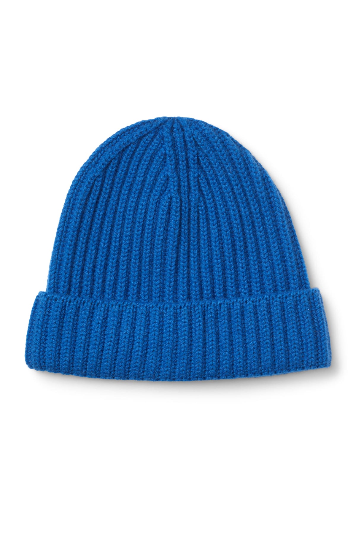 UNISEX BLUE CASHMERE RIBBED BEANIE