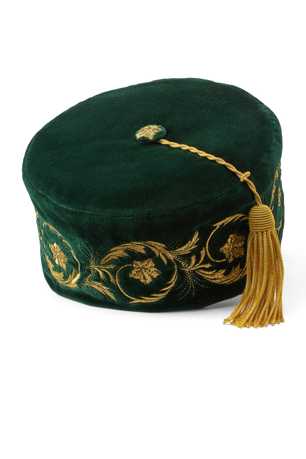 Green Embroidered Smoking Cap