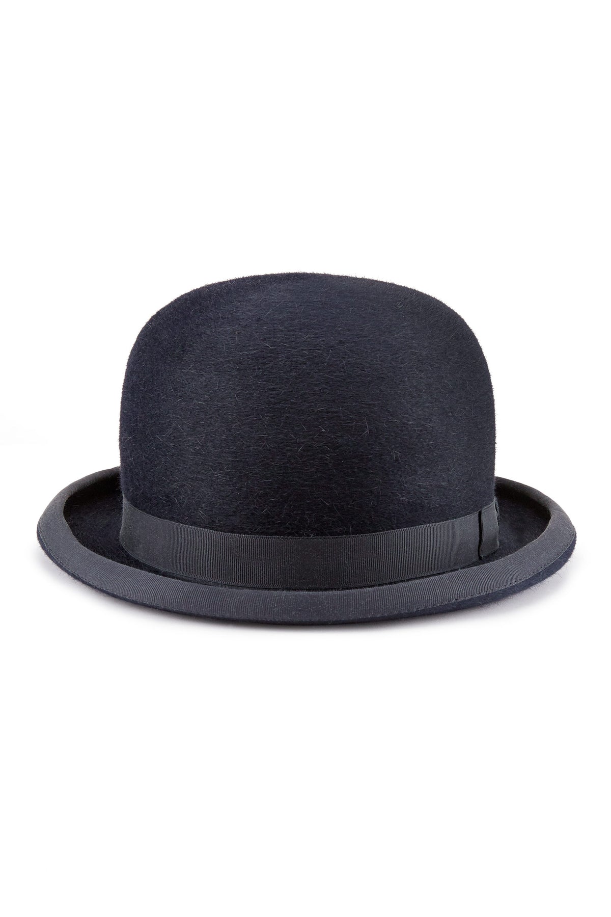 BLACK RABBIT FUR FELT BOWLER HAT WITH A BLACK GROSGRAIN BAND