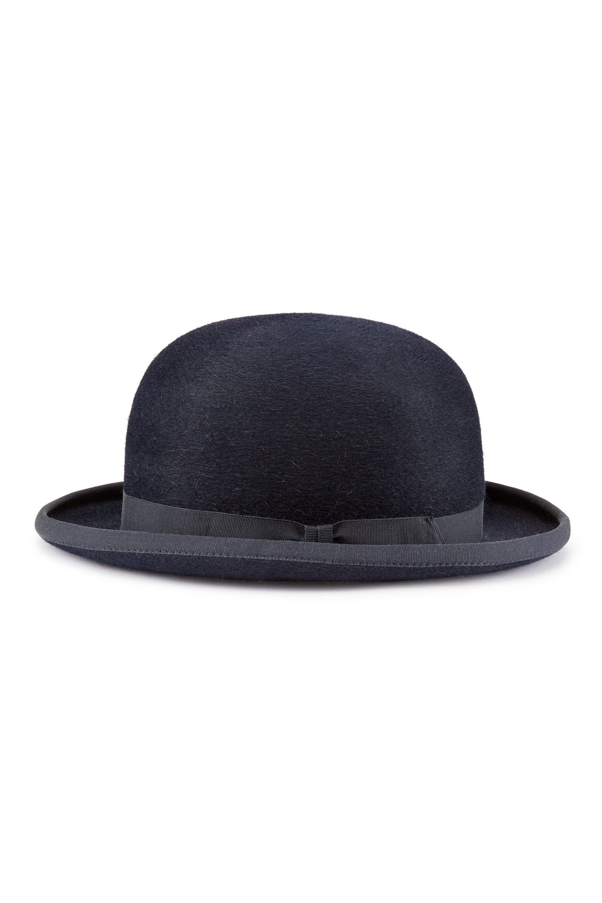 BLACK RABBIT FUR FELT BOWLER HAT WITH A BLACK GROSGRAIN BAND
