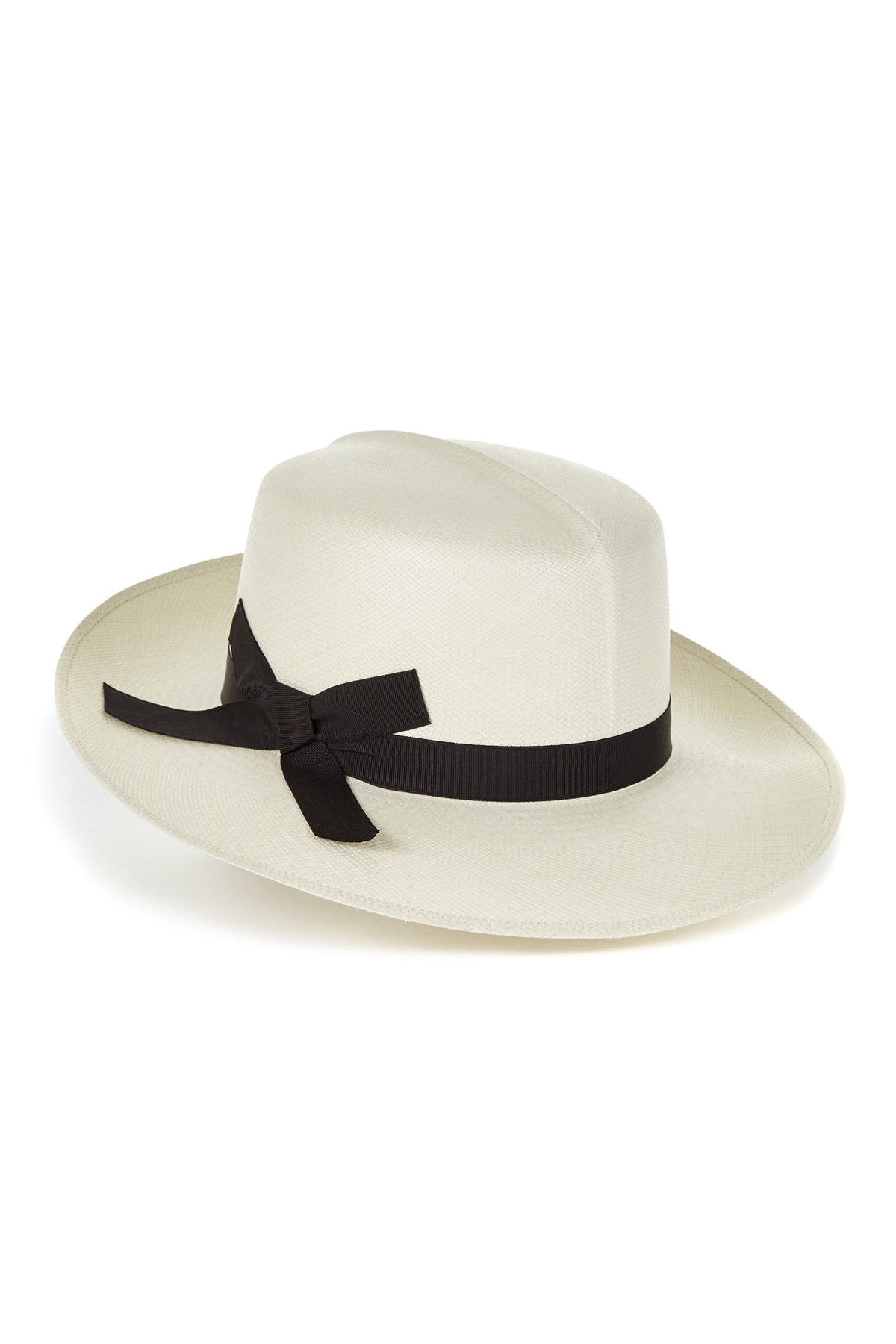 WHITE ROLLABLE PANAMA HAT WITH BLACK BAND AND BOW - Lock & Co. Hatters London UK