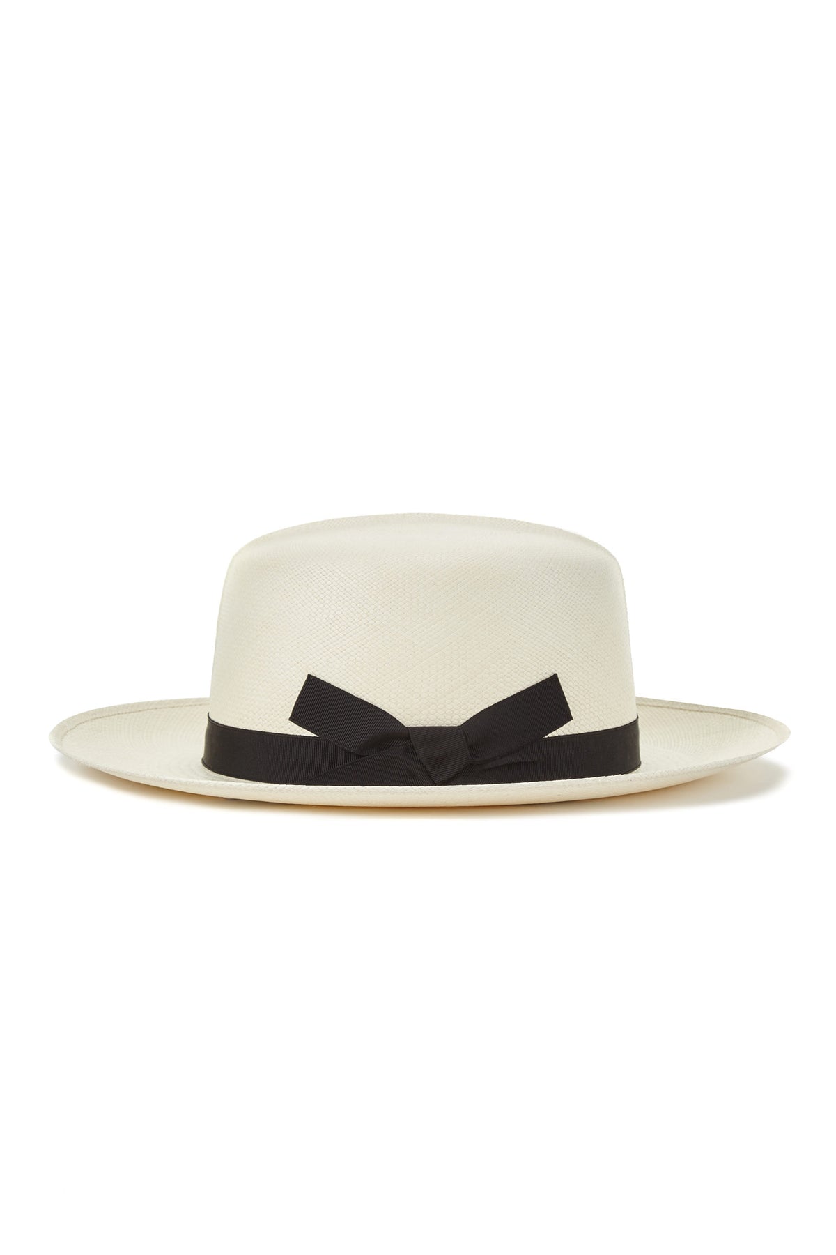 WHITE ROLLABLE PANAMA HAT WITH BLACK BAND AND BOW - Lock & Co. Hatters London UK