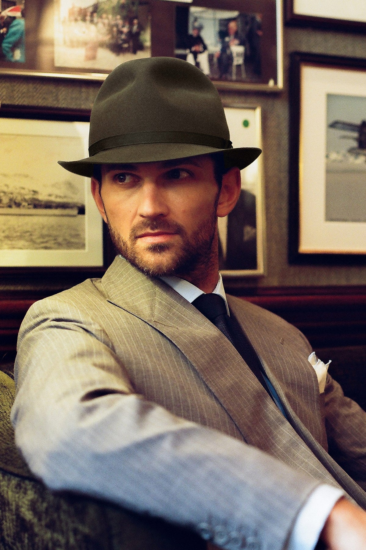 KHAKI GREEN ESCORIAL WOOL NARROW-BRIMMED TRILBY HAT FROM THE LOCK & CO. HATTERS X 007 BOND COLLECTION - Lock & Co. Hatters London UK