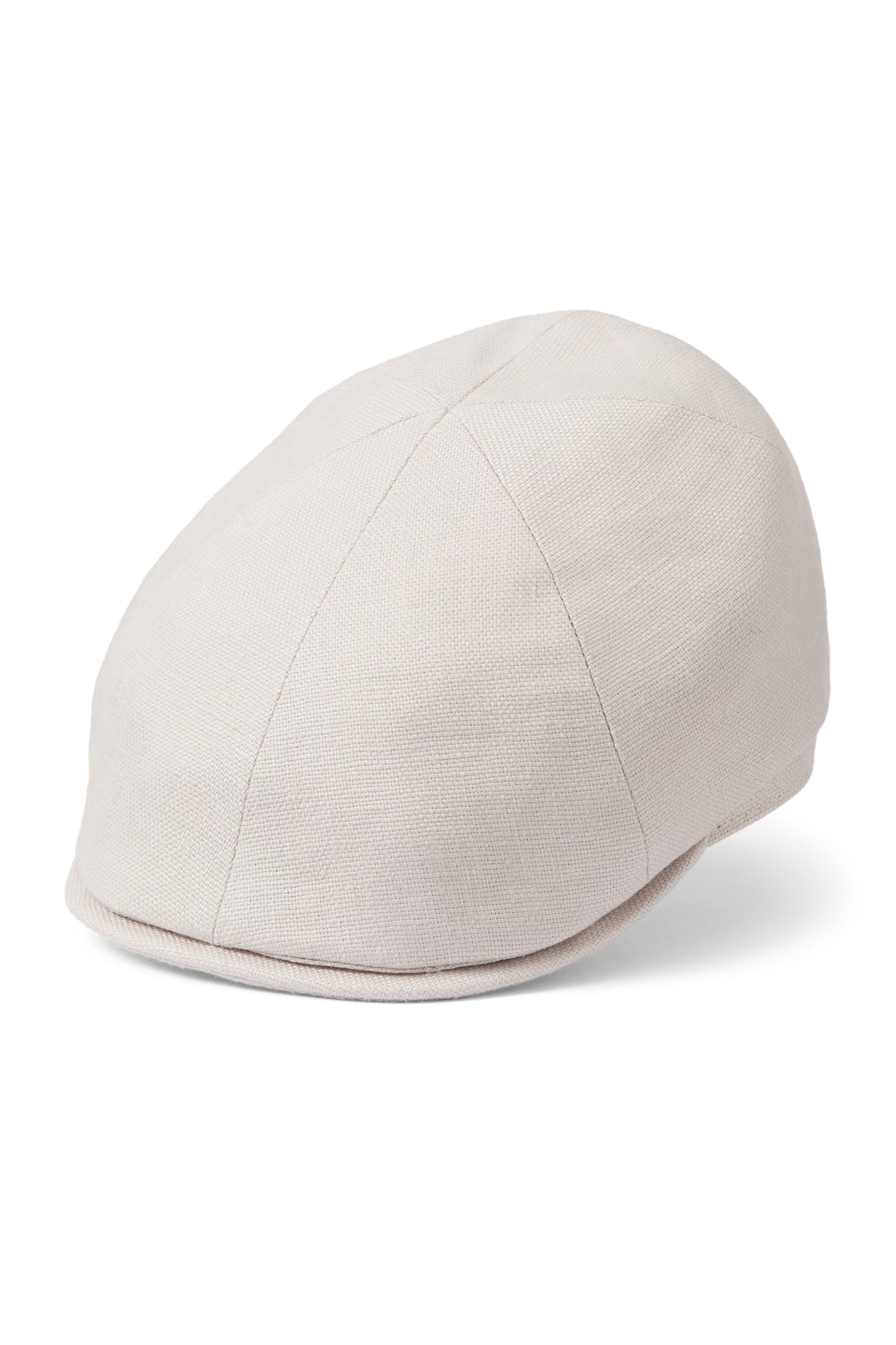 OFF WHITE LINEN PANELLED DESIGN FLAT CAP WITH A COTTON LINING
