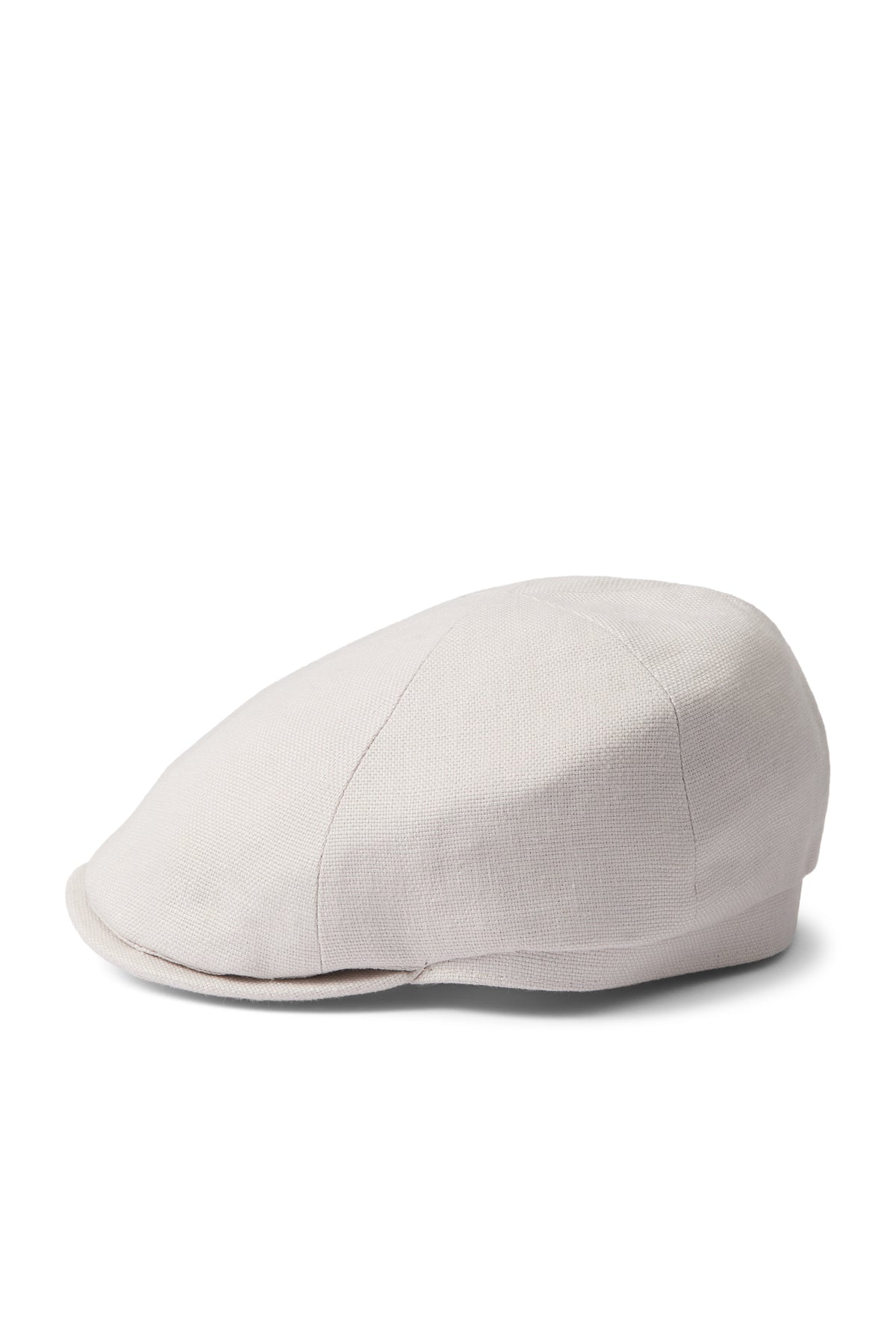 OFF WHITE LINEN PANELLED DESIGN FLAT CAP WITH A COTTON LINING